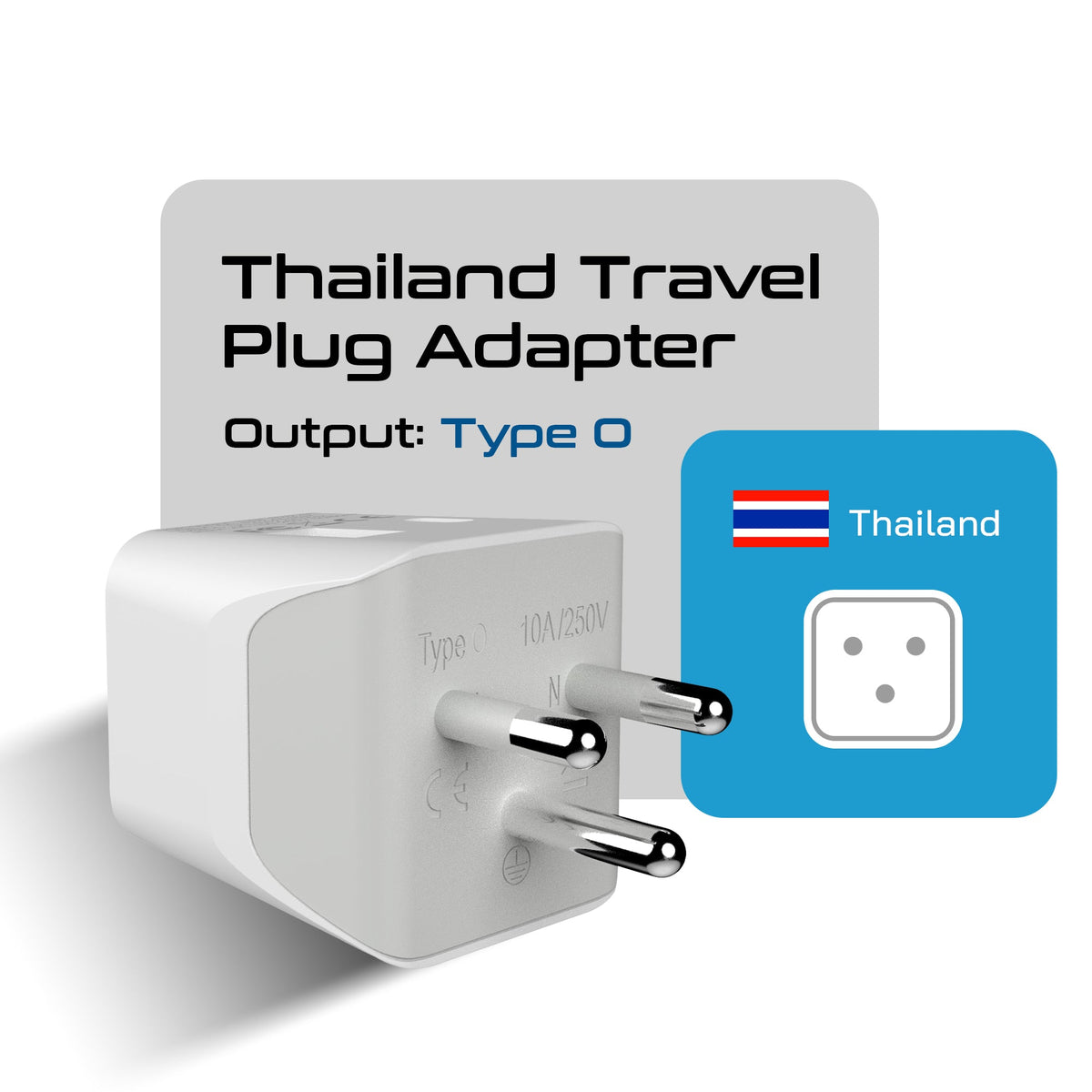 Thailand Travel Adapter - Type O - USB-A + USB-C (CTU-18)
