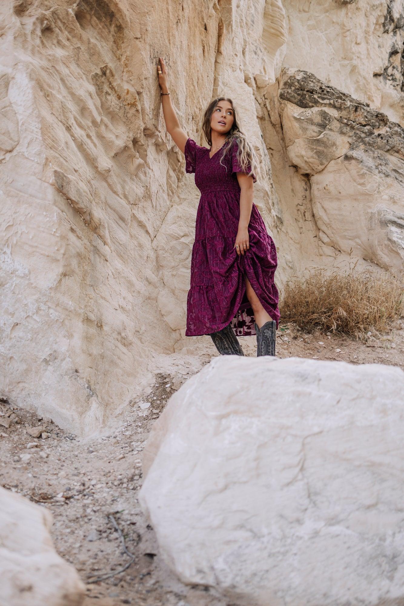 Tayla Dress in Maroon