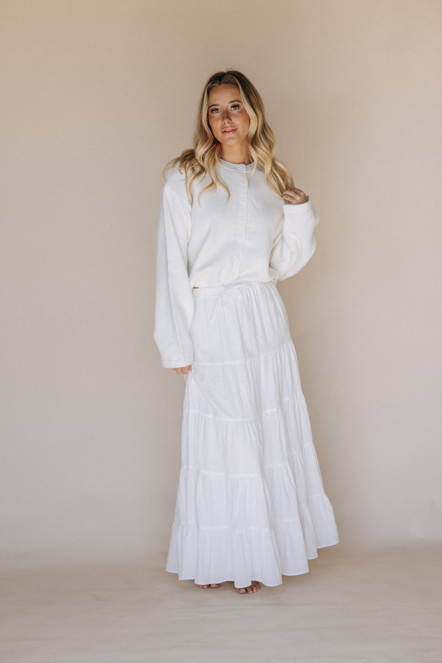 Lexi LDS Temple Skirt in White