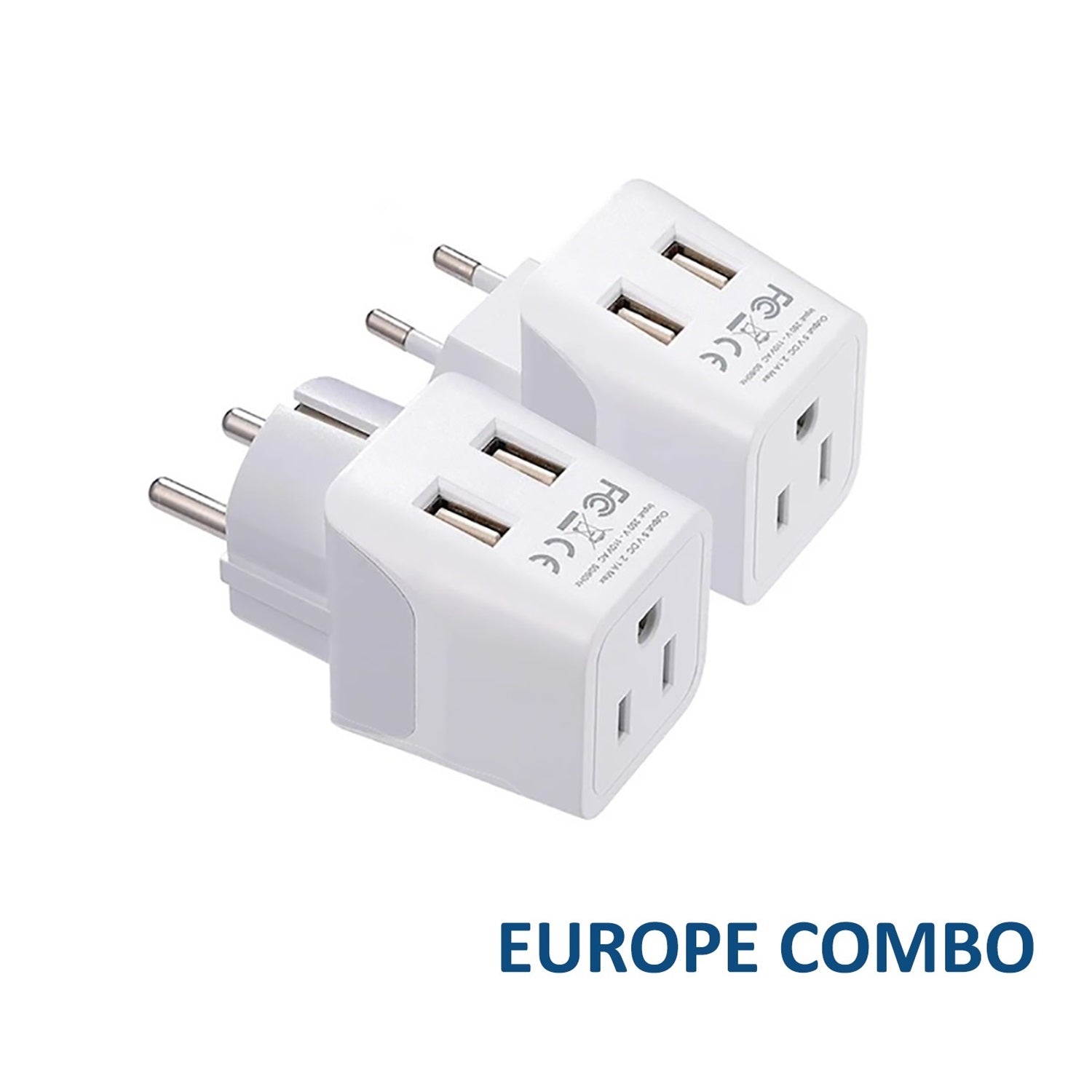 Europe Travel Adapter Plug Combo - Type C, E/F | Dual USB – European Combo (CTU-9-9C)