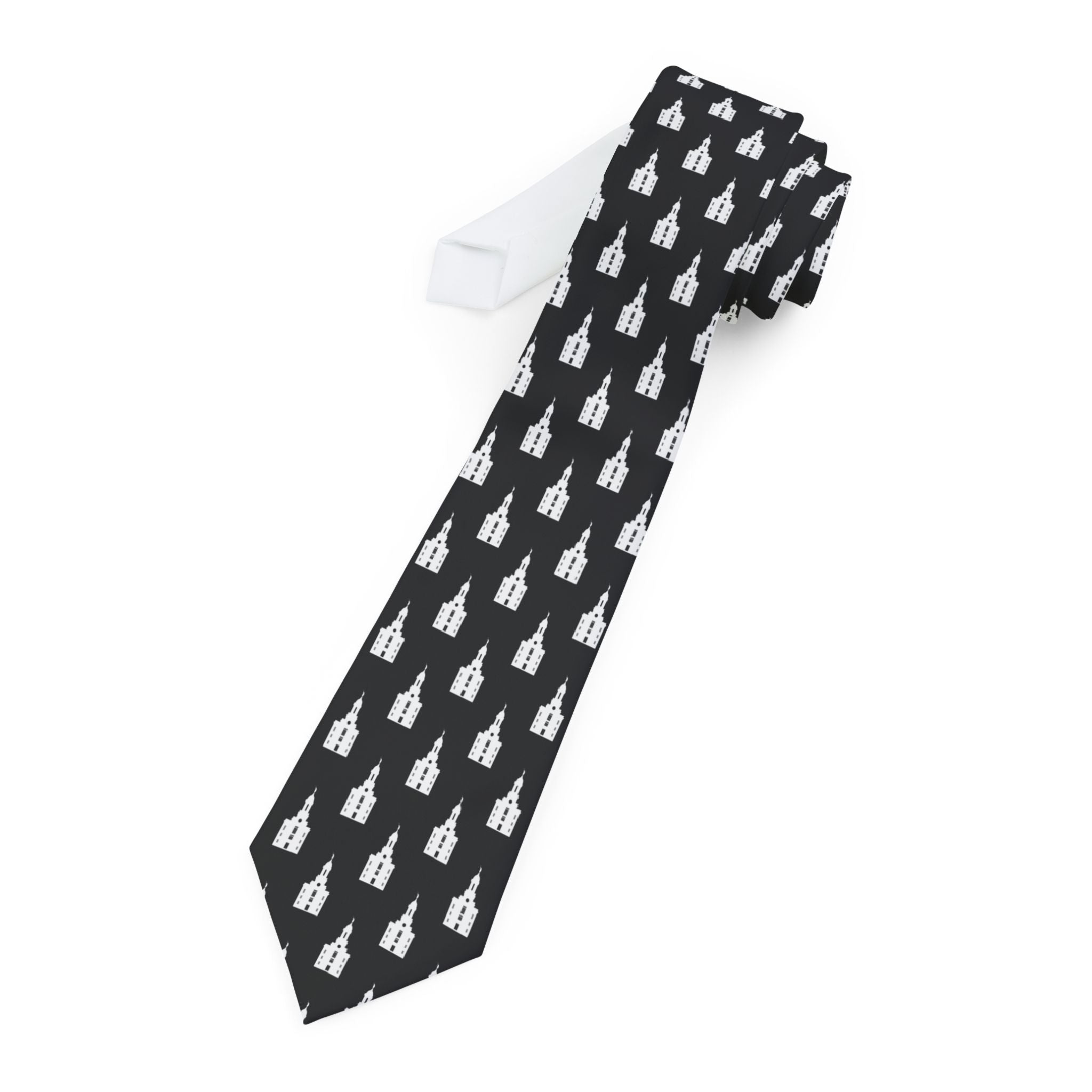 Cedar City Utah Temple Patterned Neck Tie for Elders (Black)