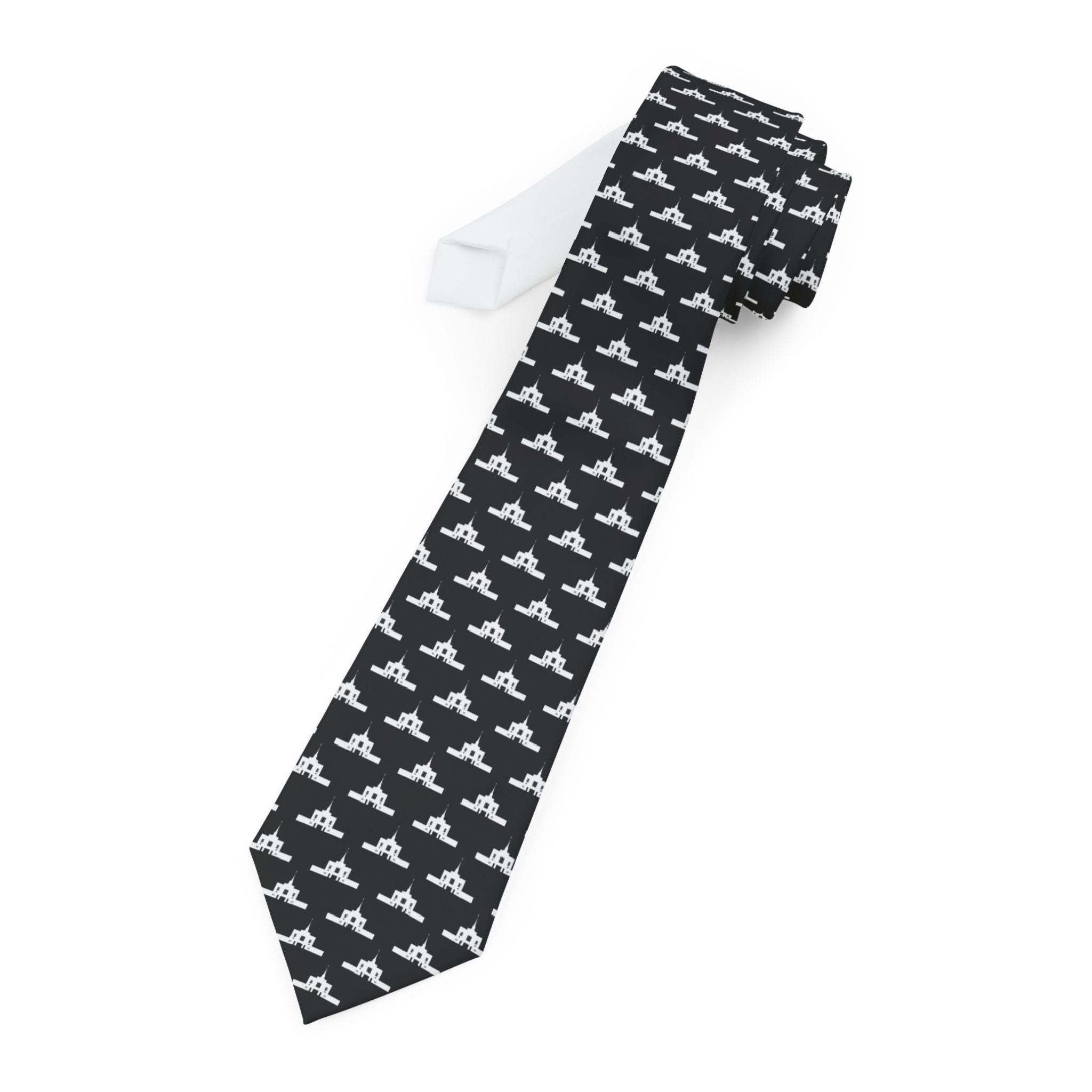 Ogden Utah Temple Patterned Neck Tie for Elders (Black)