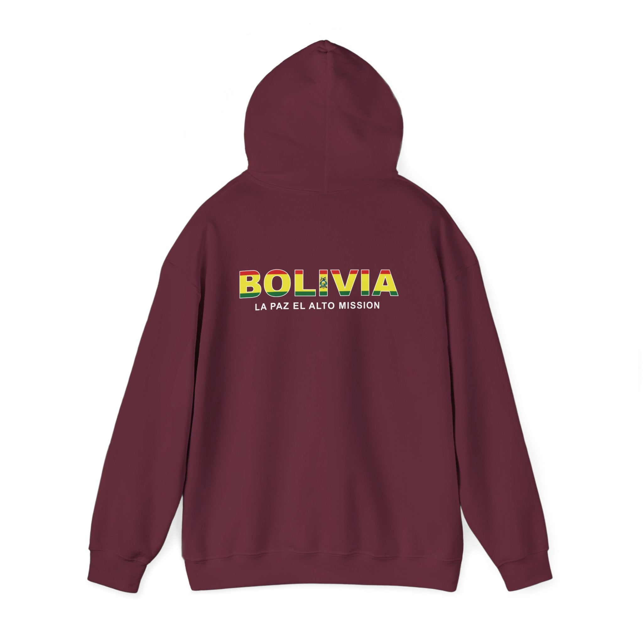 Bolivia La Paz El Alto Mission Flag Title Back Hoodie