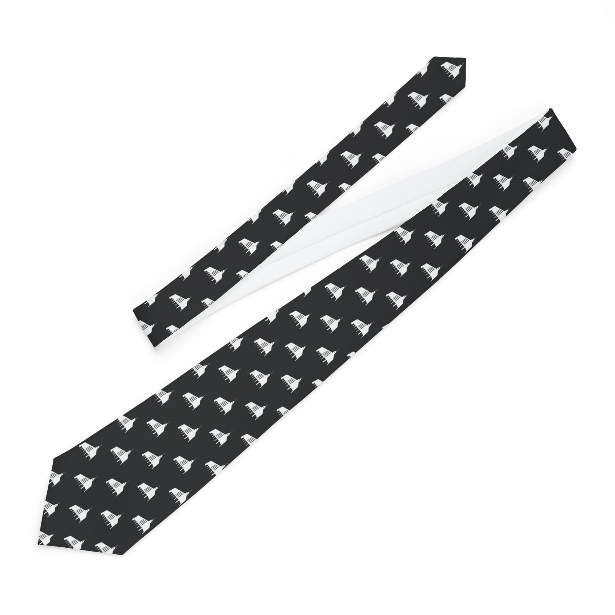 Manhattan New York Temple Patterned Neck Tie for Elders (Black)