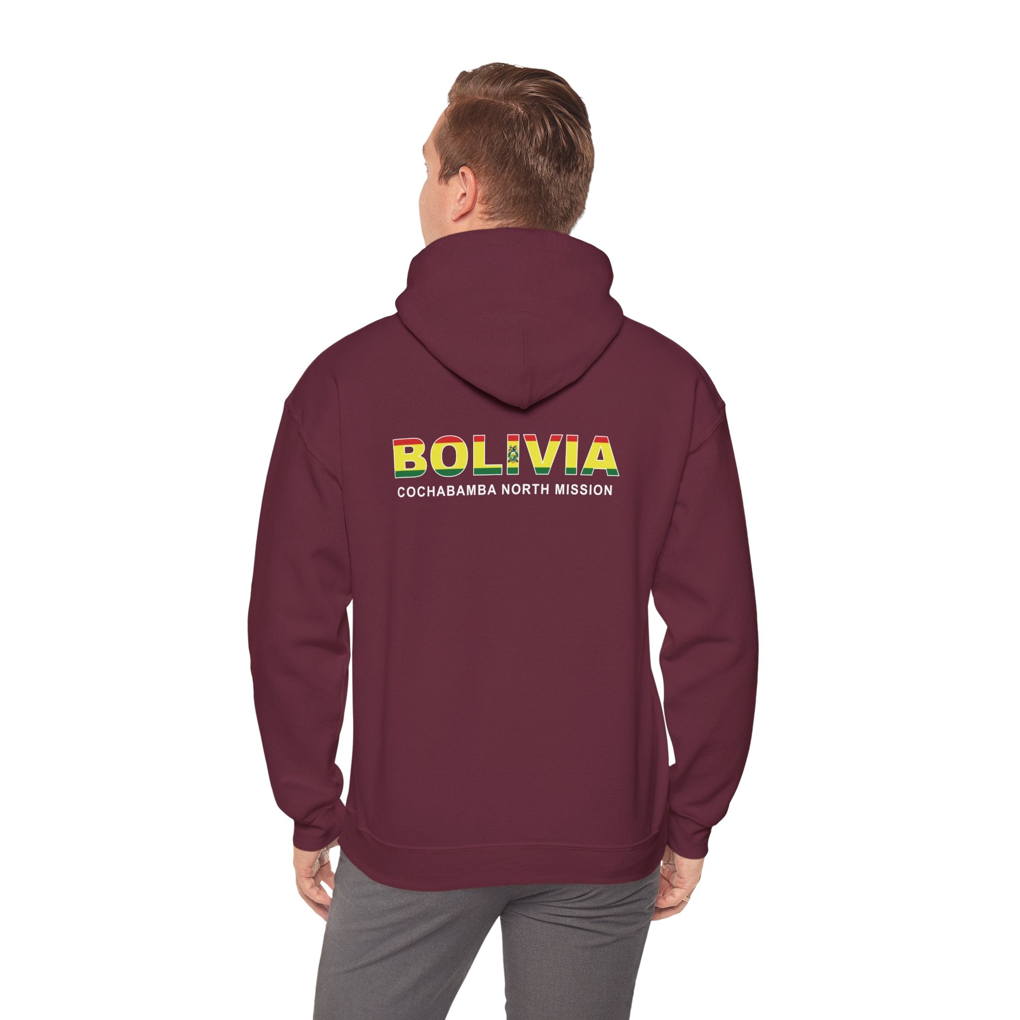 Bolivia Cochabamba North Mission Flag Title Back Hoodie
