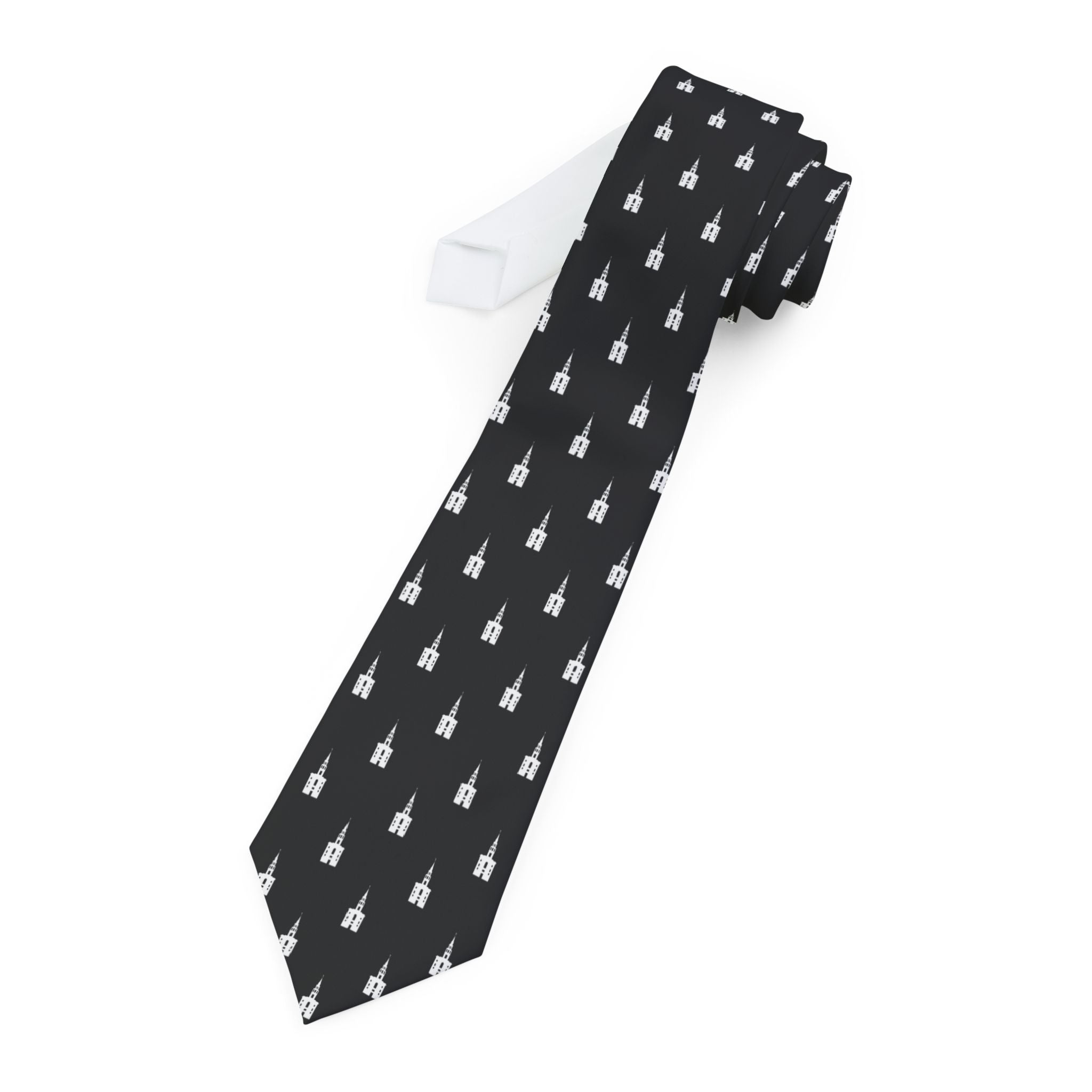 Philadelphia Pennsylvania Temple Patterned Neck Tie for Elders (Black)