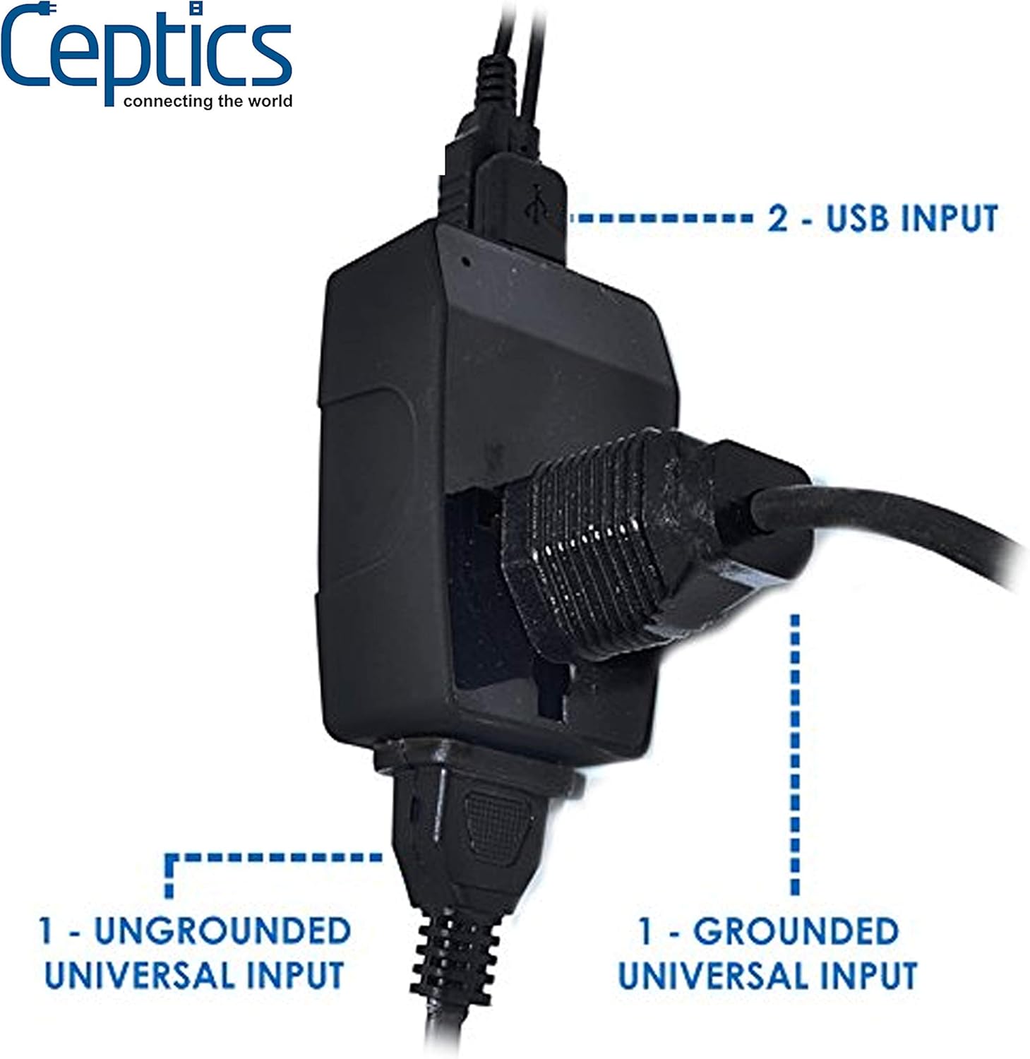 UK, England Travel Adapter - Type G - 4 in 1 - 2 USB Ports (GP4-7)