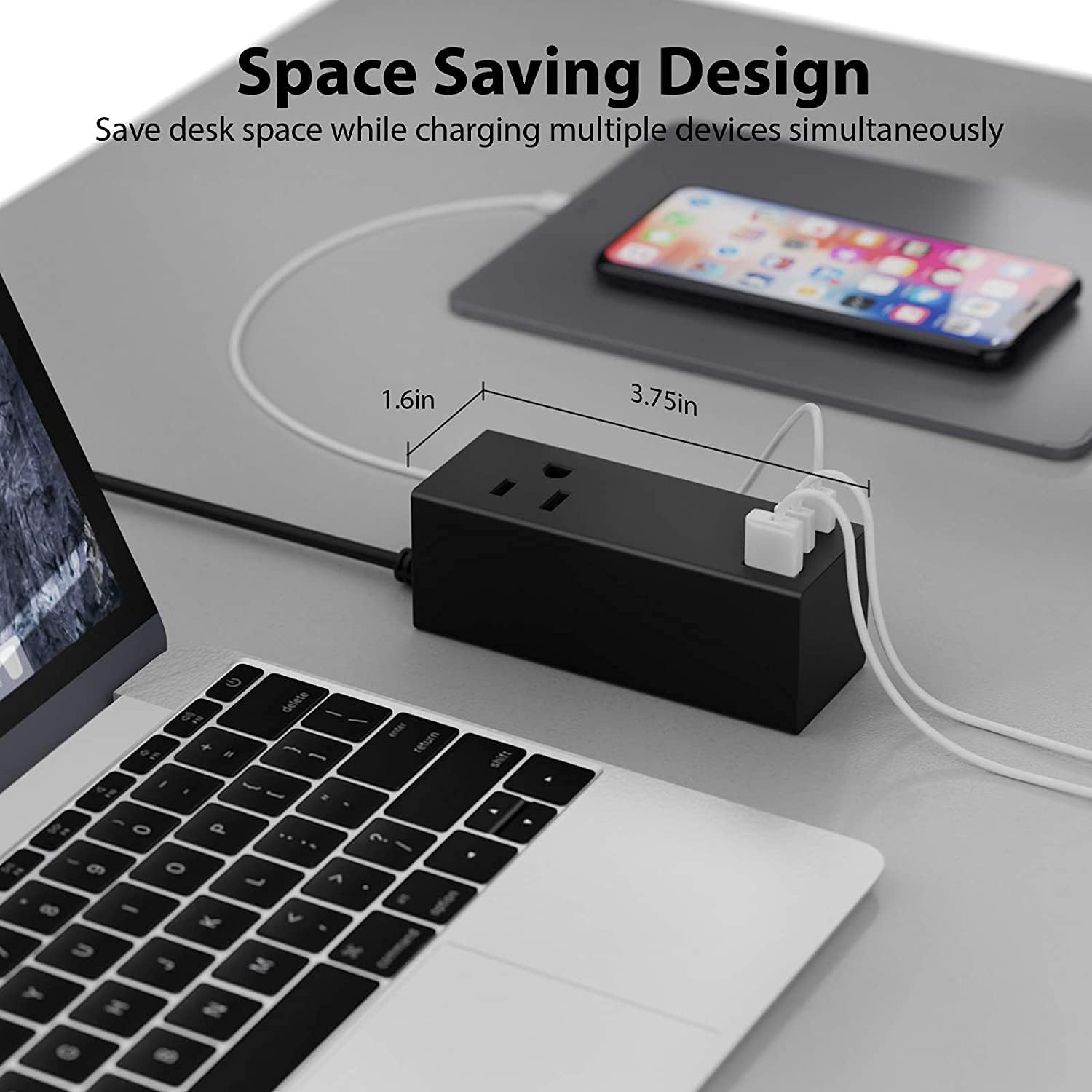 65W USB-C Power Strip Charger with USB + Dual USB-C, 2 USA Input - Fast Charging (NANFUSE-PS)