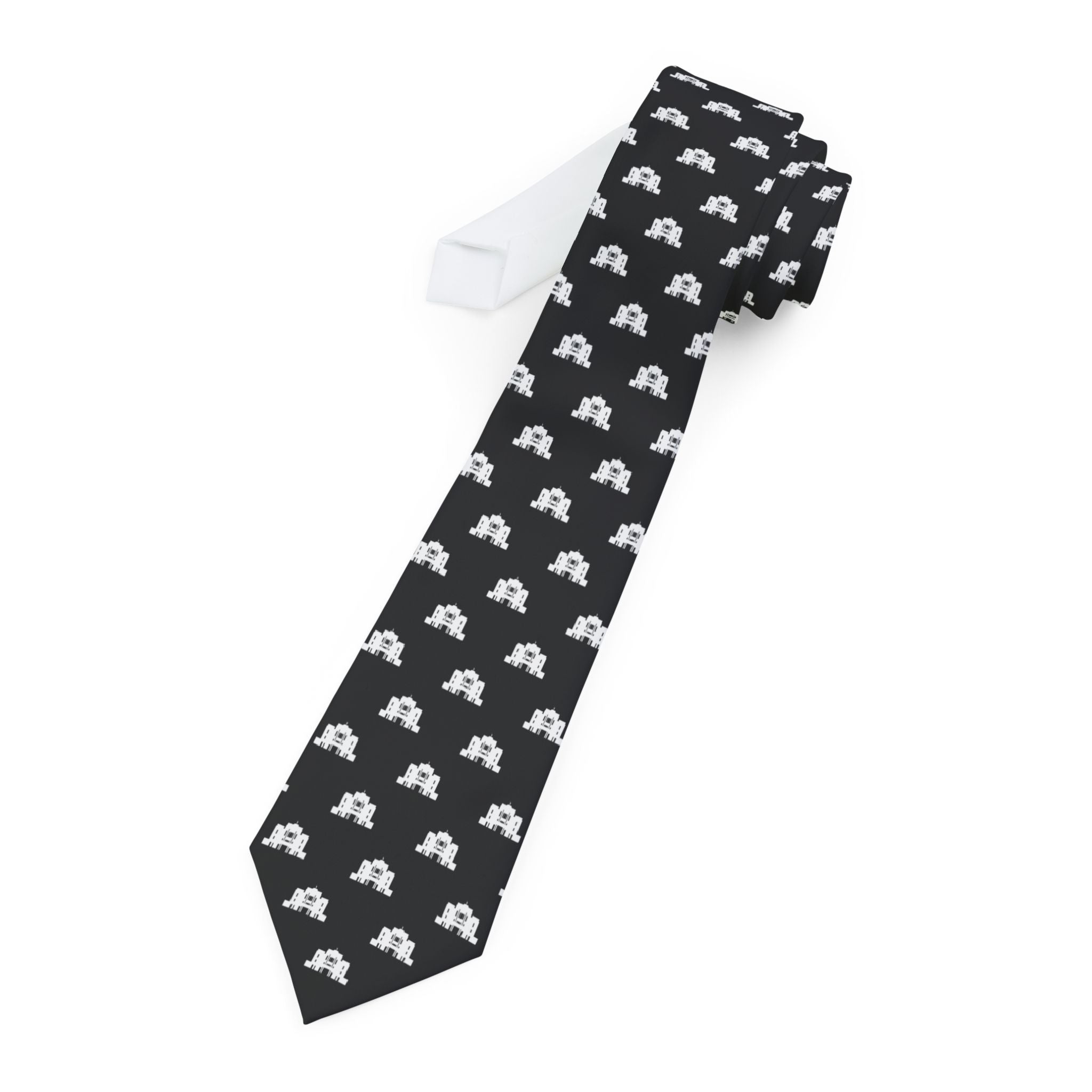 Meridian Idaho Temple Patterned Neck Tie for Elders (Black)
