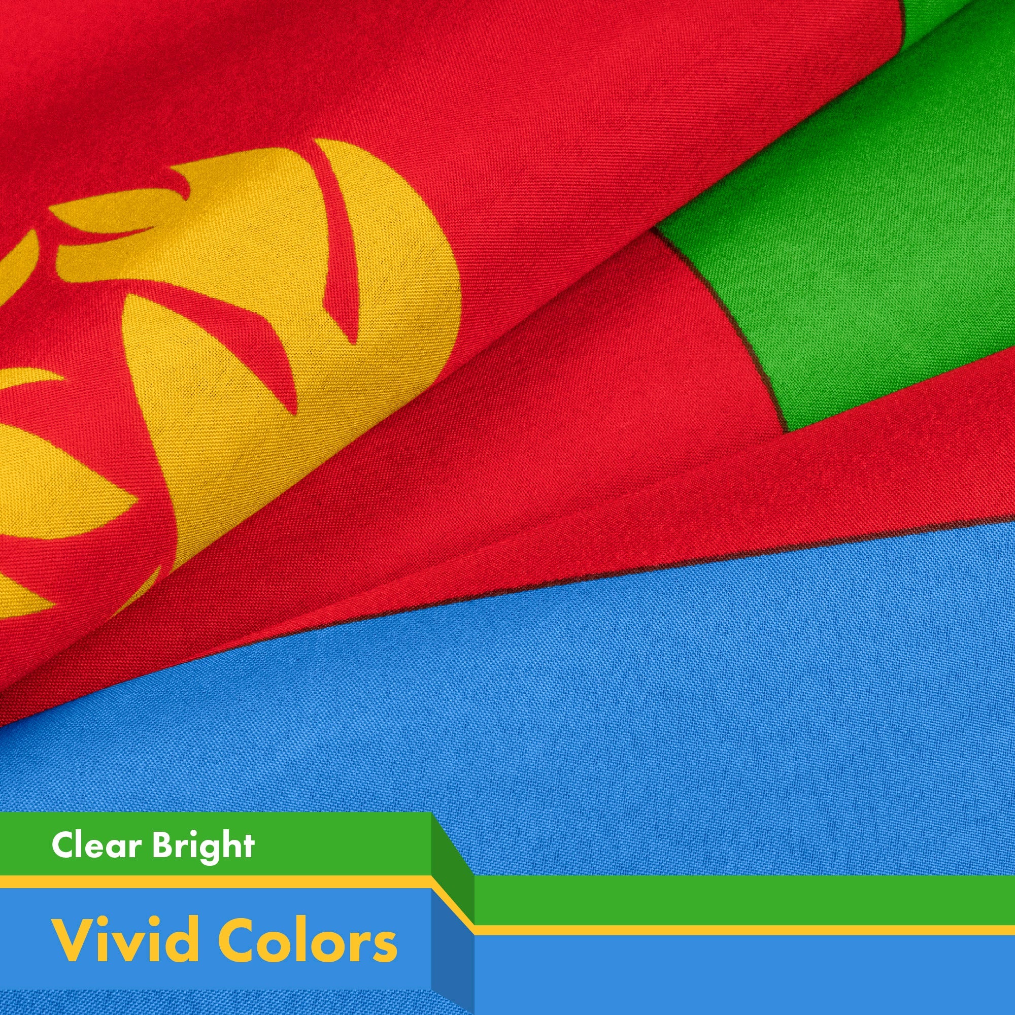 Eritrea (Eritrean) Flag | 3x5 feet | Printed 150D Indoor/Outdoor, Vibrant Colors, Brass Grommets, Quality Polyester, Much Thicker More Durable Than 100D 75D Polyester