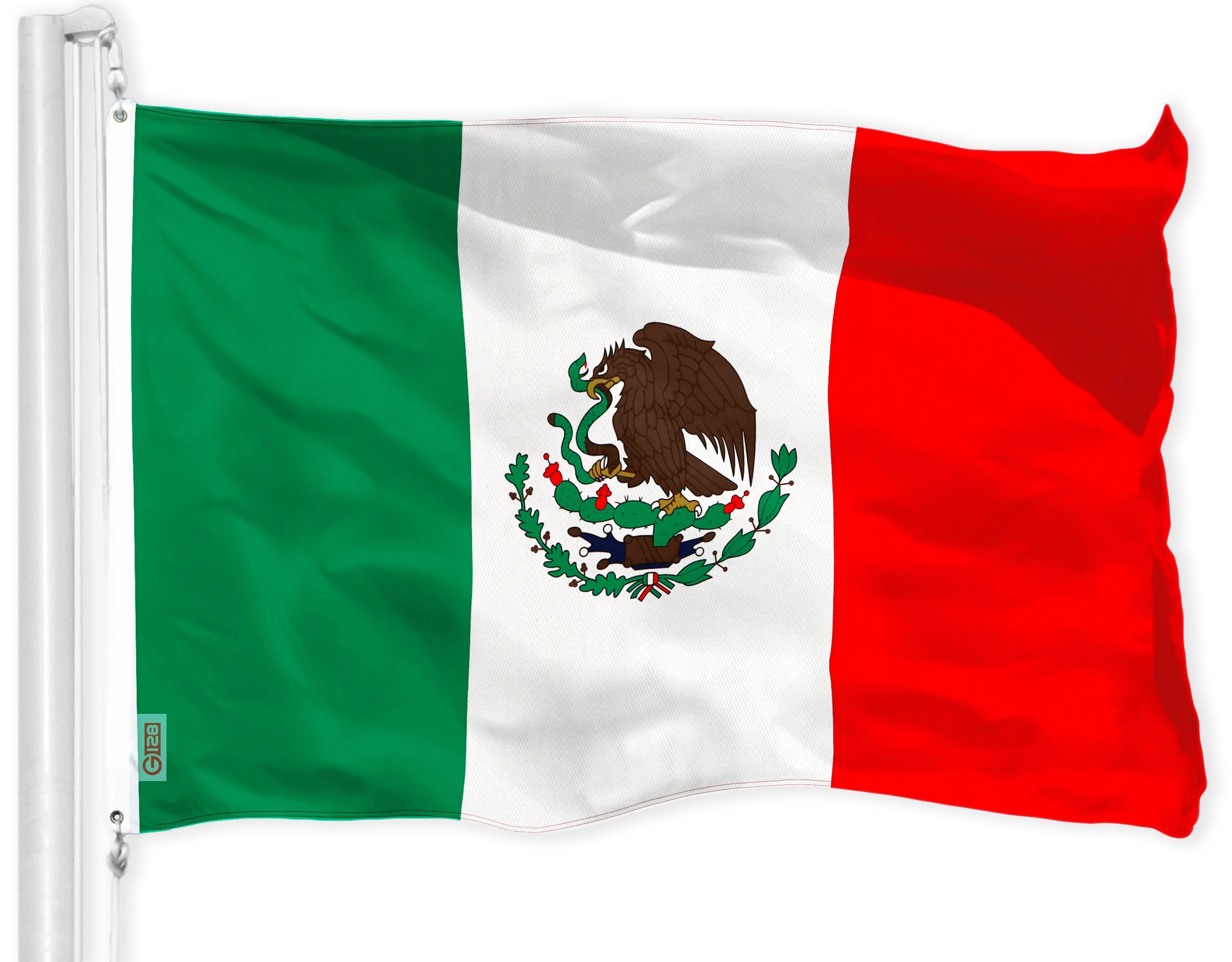 G128 Mexico Mexican Flag | 2x3 Ft | LiteWeave Pro Series Printed 150D Polyester | Country Flag, Indoor/Outdoor, Vibrant Colors, Brass Grommets, Thicker and More Durable Than 100D 75D Polyester