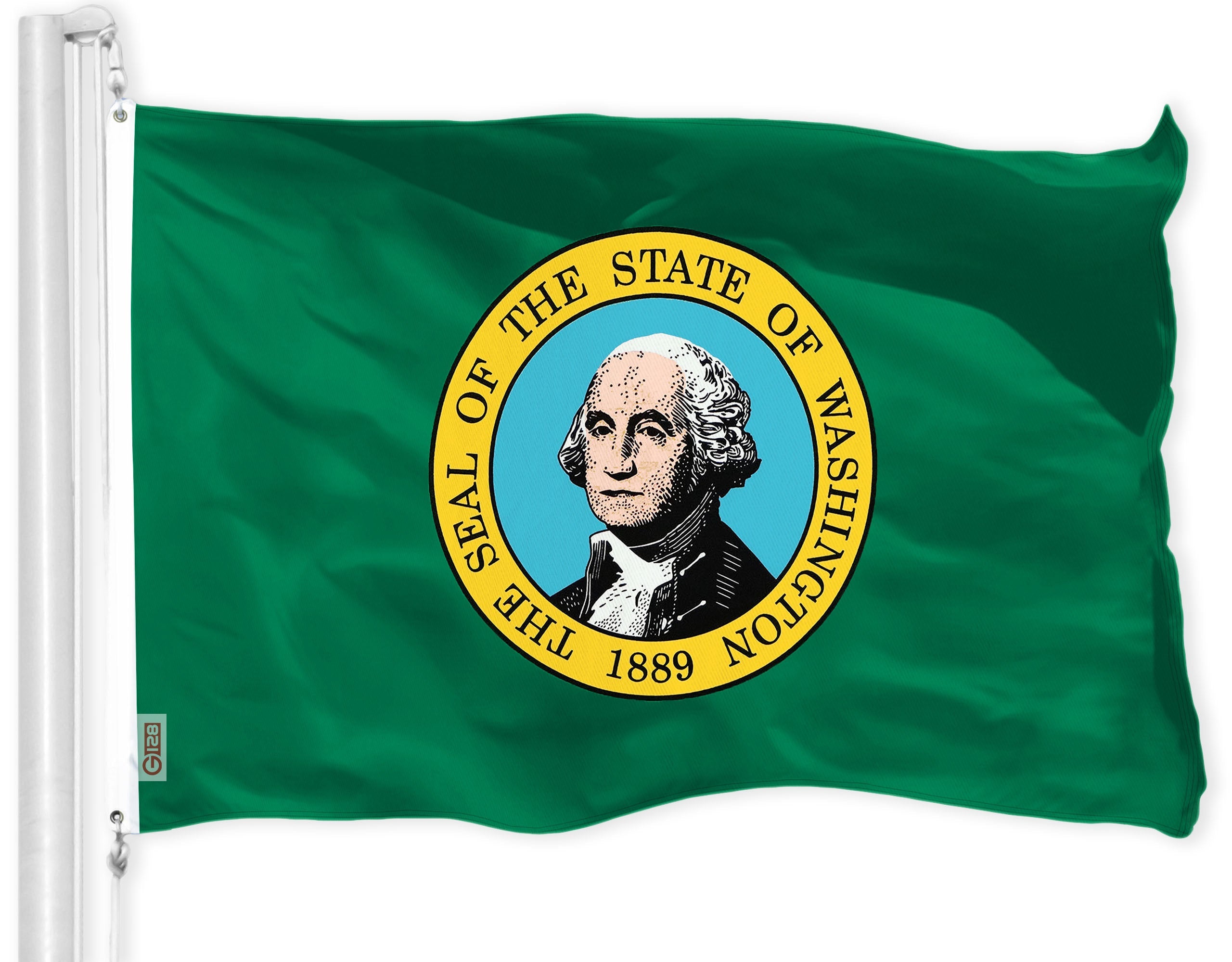 G128 Washington State Flag | 3x5 feet | Printed 150D, Indoor/Outdoor, Vibrant Colors, Brass Grommets, Quality Polyester, Much Thicker More Durable Than 100D 75D Polyester