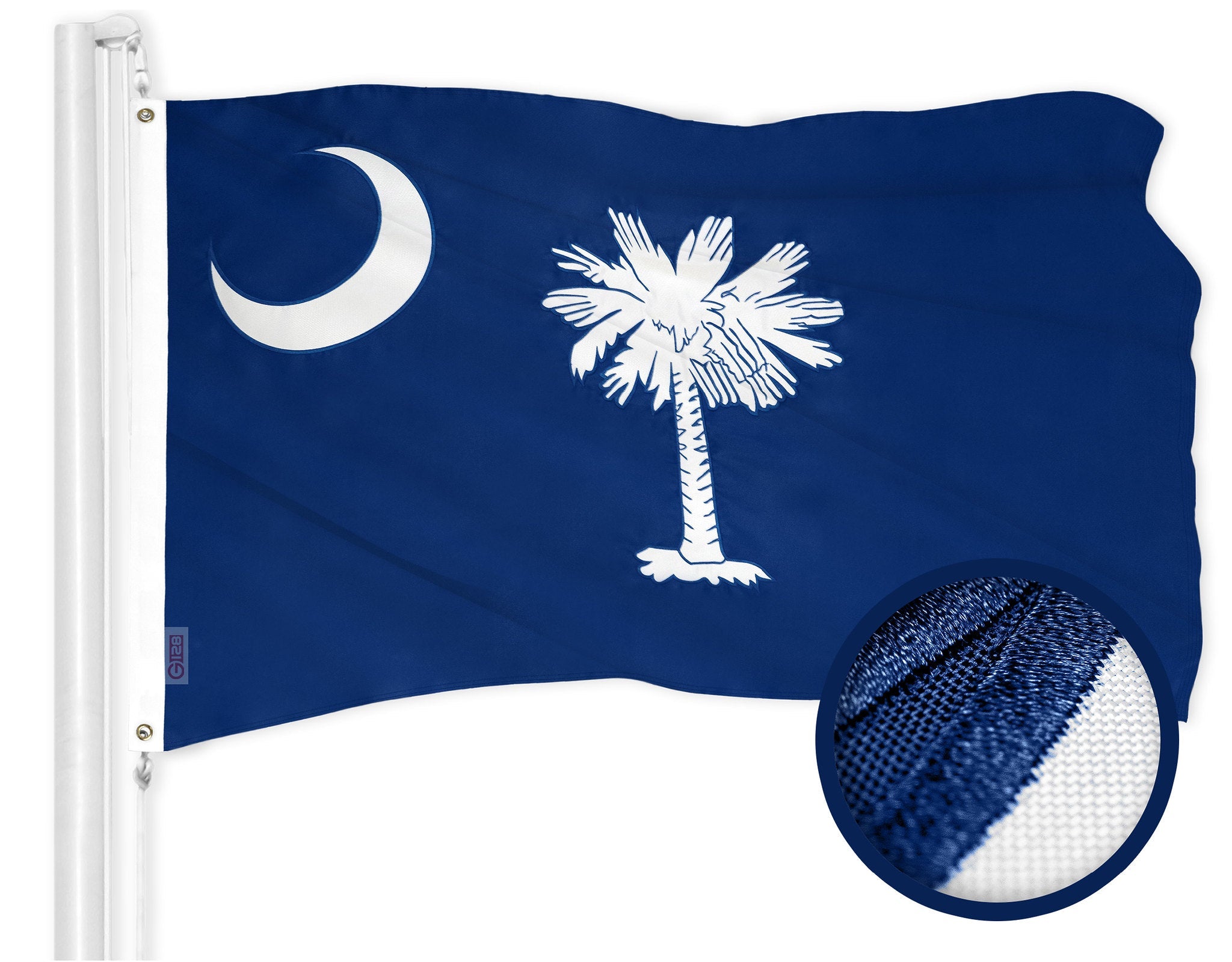 G128 South Carolina State Flag | 2.5x4 Ft | ToughWeave Series Embroidered 300D Polyester | Embroidered Design, Indoor/Outdoor, Brass Grommets