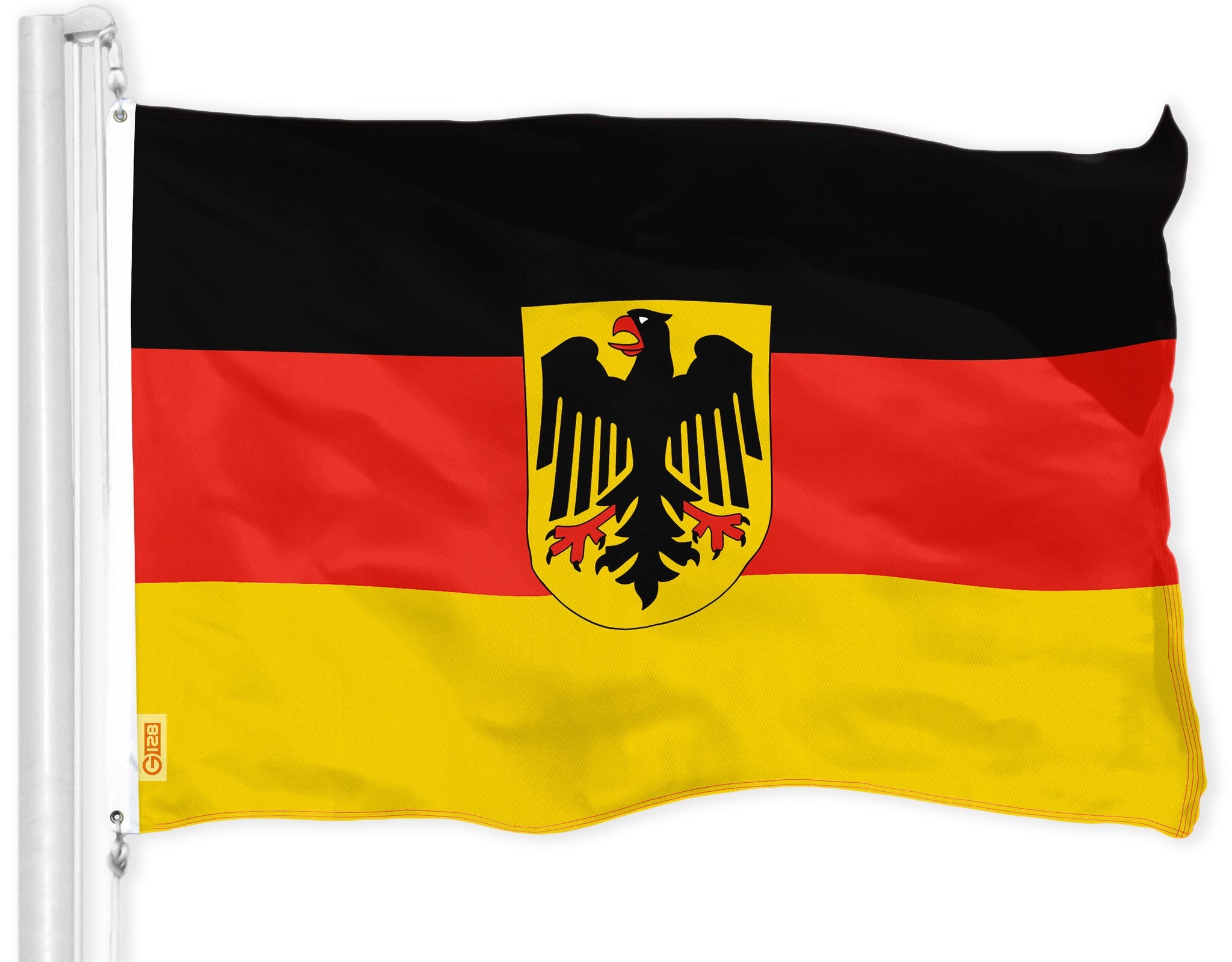 G128 German State Ensign Flag German Eagle Flag 3x5 feet Printed 150D, Indoor/Outdoor, Vibrant Colors, Brass Grommets, Quality Polyester, Much Thicker More Durable Than 100D 75D Polyester