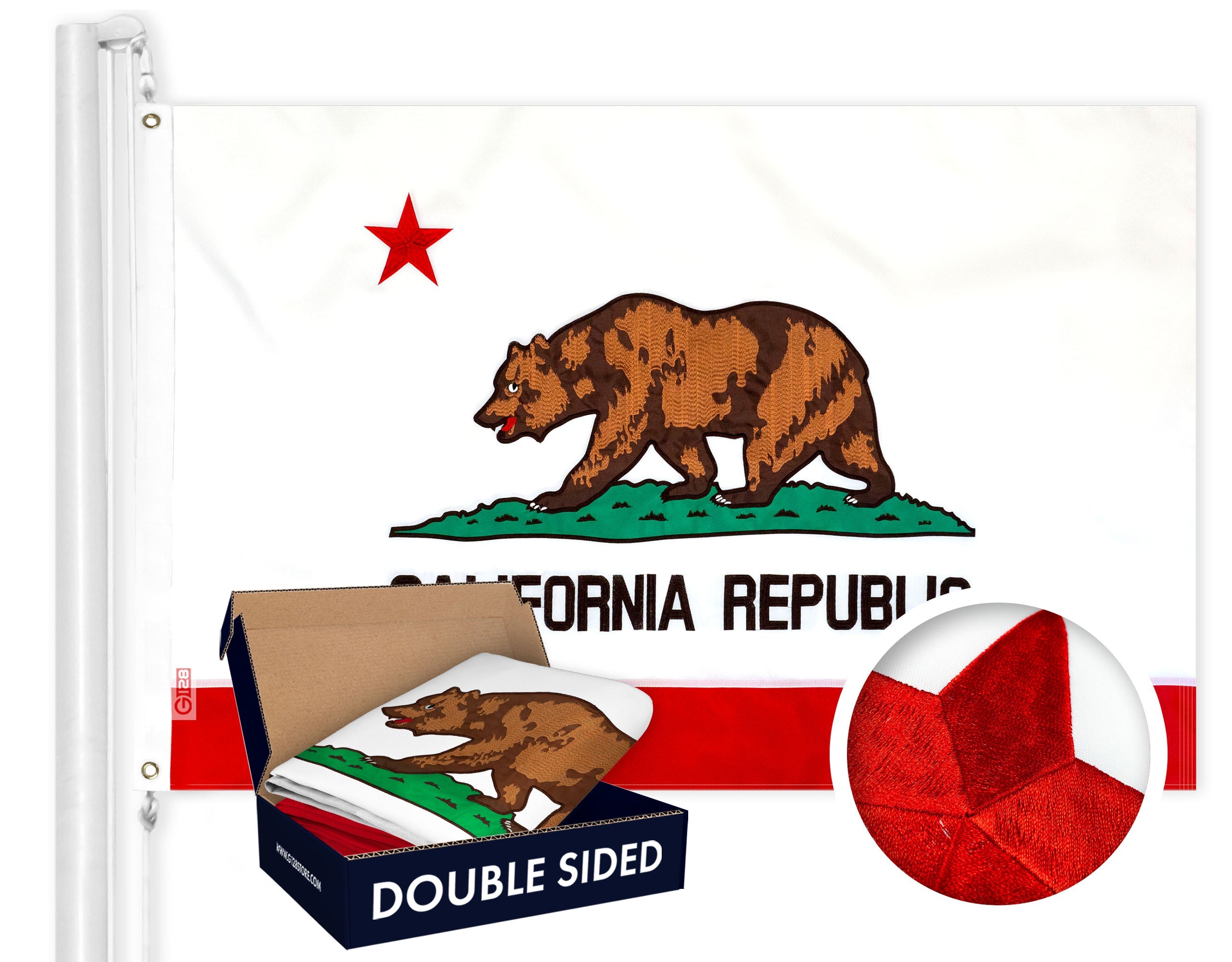 California State Flag 4x6FT Double Sided Embroidered 210D Polyester