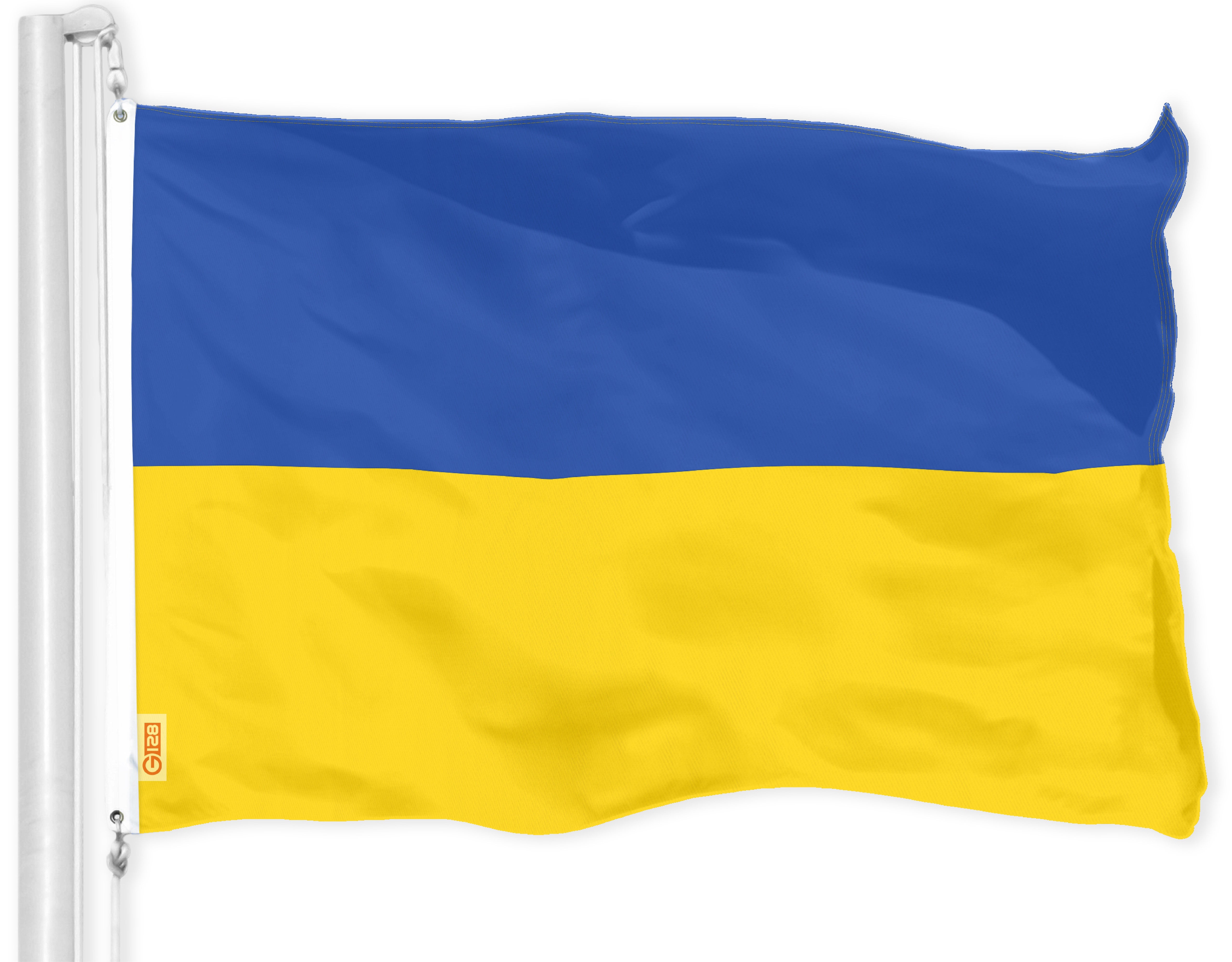 G128 Ukraine Ukrainian Flag | 4x6 Ft | LiteWeave Pro Series Printed 150D Polyester | Country Flag, Indoor/Outdoor, Vibrant Colors, Brass Grommets, Thicker and More Durable Than 100D 75D Polyester