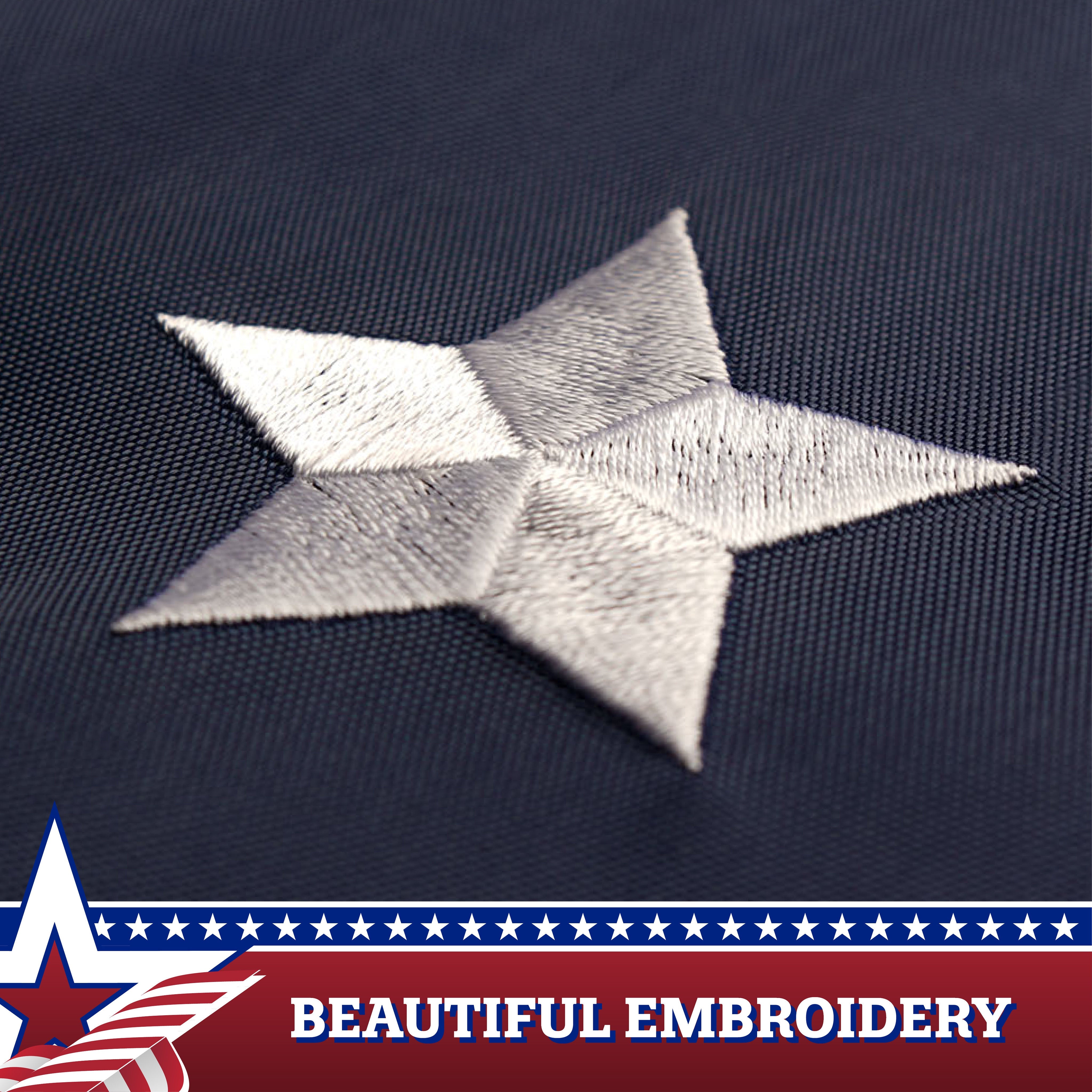 G128 USA Pleated Fan Flag 3x3 Feet Star Center Quarter Circle Embroidered Polyester Stars and Stripes
