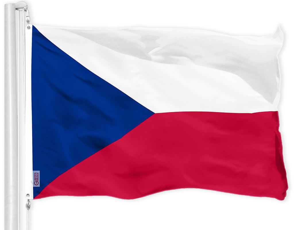 G128 Czech Republic Czechia Czech Flag | 3x5 feet | Printed 150D - Indoor/Outdoor, Vibrant Colors, Brass Grommets, Quality Polyester, Much Thicker More Durable Than 100D 75D Polyester