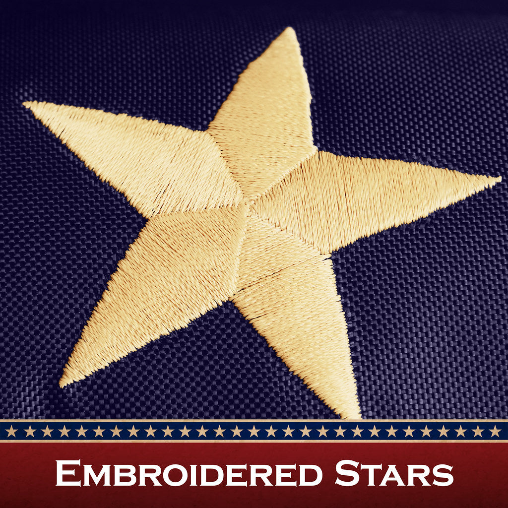 G128 Betsy Ross Tea-Stained Flag | 3x5 Ft | Pole Sleeve Embroidered 420D Polyester - Embroidered Stars, Sewn Stripes, Brass Grommets, Indoor/Outdoor, Vibrant Colors, Quality Polyester