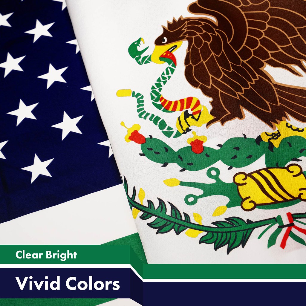 G128 Mexico USA Friendship Flag | 3x5 Ft | LiteWeave Pro Series Printed 150D Polyester | Specialty Flag, Indoor/Outdoor, Vibrant Colors, Brass Grommets, Thicker and More Durable Than 100D Polyester