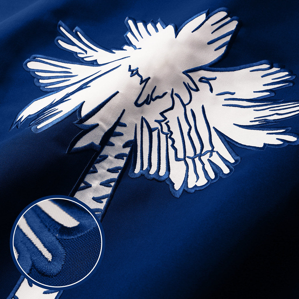 G128 South Carolina SC State Flag | 3x5 Ft | Embroidered 220GSM SPUN POLYESTER - Embroidered Stars, Sewn Stripes, Brass Grommets, Indoor/Outdoor, Vibrant Colors, Heavy Duty SPUN POLYESTER