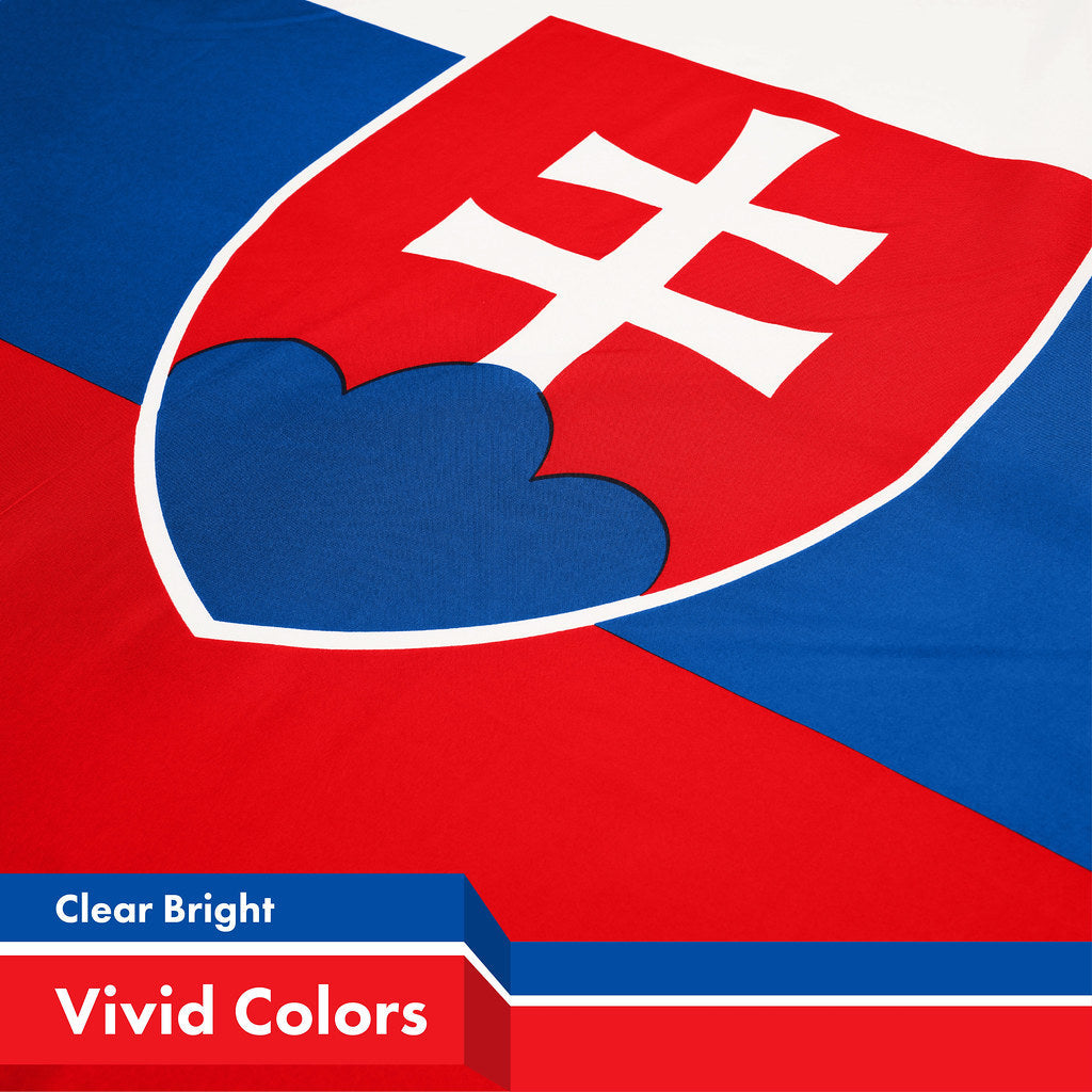 G128 Slovakia Slovak Flag | 3x5 Ft | Printed 150D Polyester - Indoor/Outdoor, Vibrant Colors, Brass Grommets, Quality Polyester, Much Thicker More Durable Than 100D 75D Polyester
