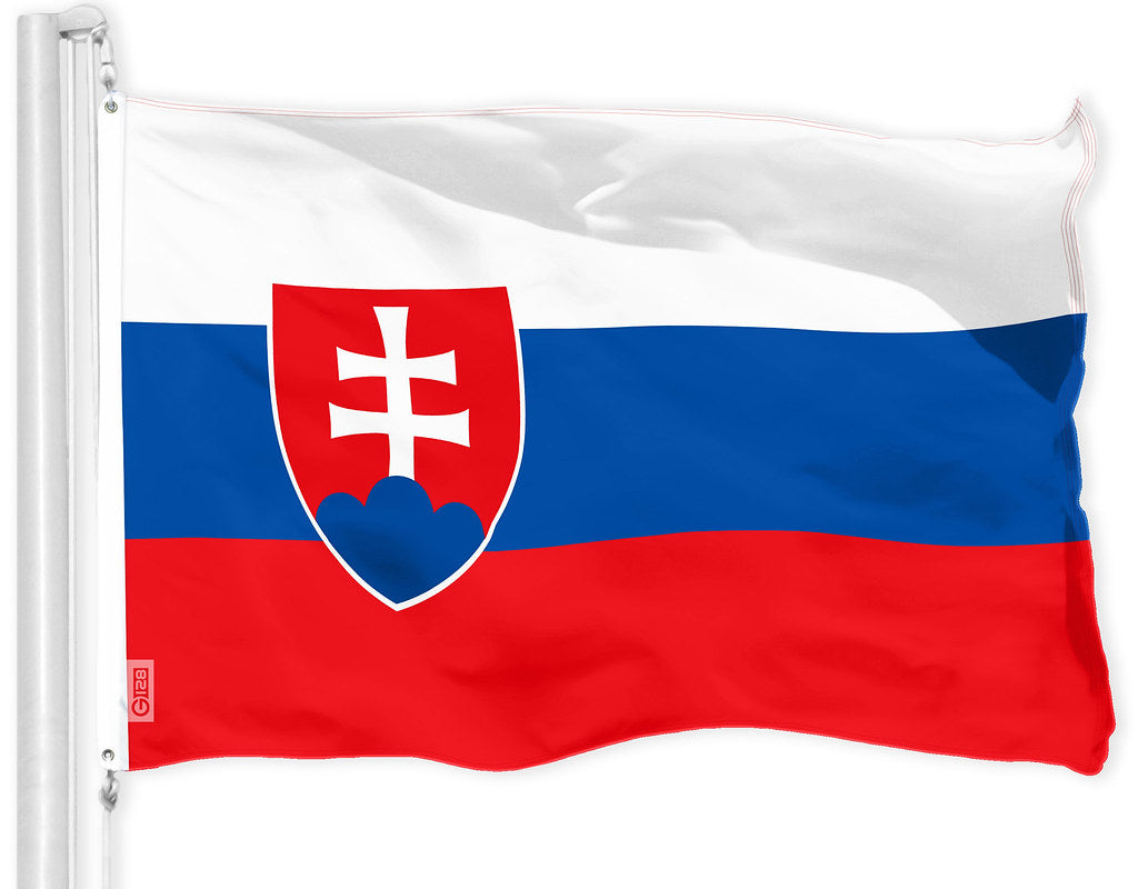 G128 Slovakia Slovak Flag | 3x5 Ft | Printed 150D Polyester - Indoor/Outdoor, Vibrant Colors, Brass Grommets, Quality Polyester, Much Thicker More Durable Than 100D 75D Polyester