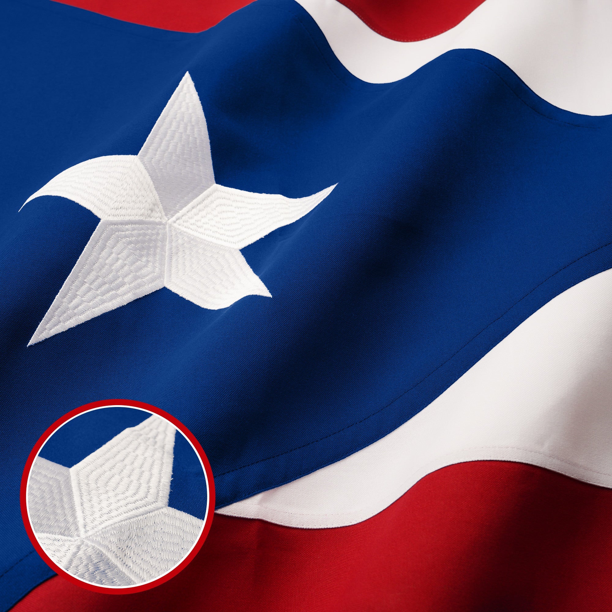 G128 Puerto Rico Puerto Rican Flag | 1x1.5 Ft | StormFlyer Series Embroidered 220GSM Spun Polyester | Embroidered Design, Indoor/Outdoor, Brass Grommets, Heavy Duty, All Weather