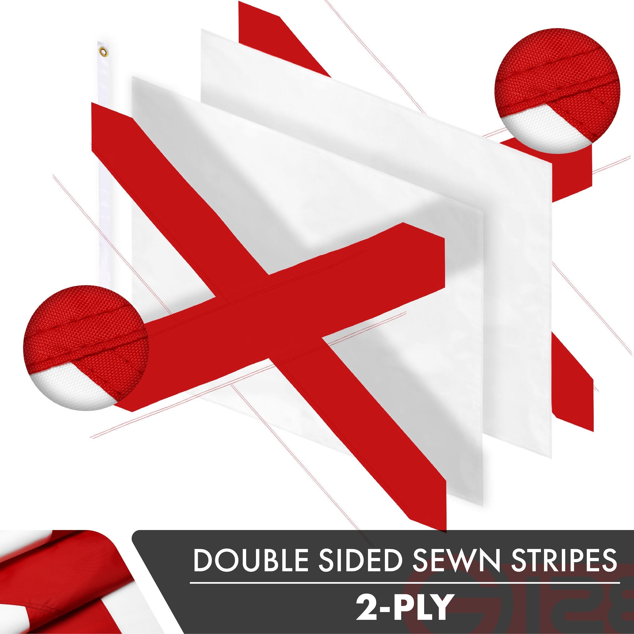 Alabama State Flag | 3x5 Ft | Double ToughWeave Series Double Sided Embroidered 210D Polyester | Embroidered Design, Indoor/Outdoor, Brass Grommets, Heavy Duty, 3-ply