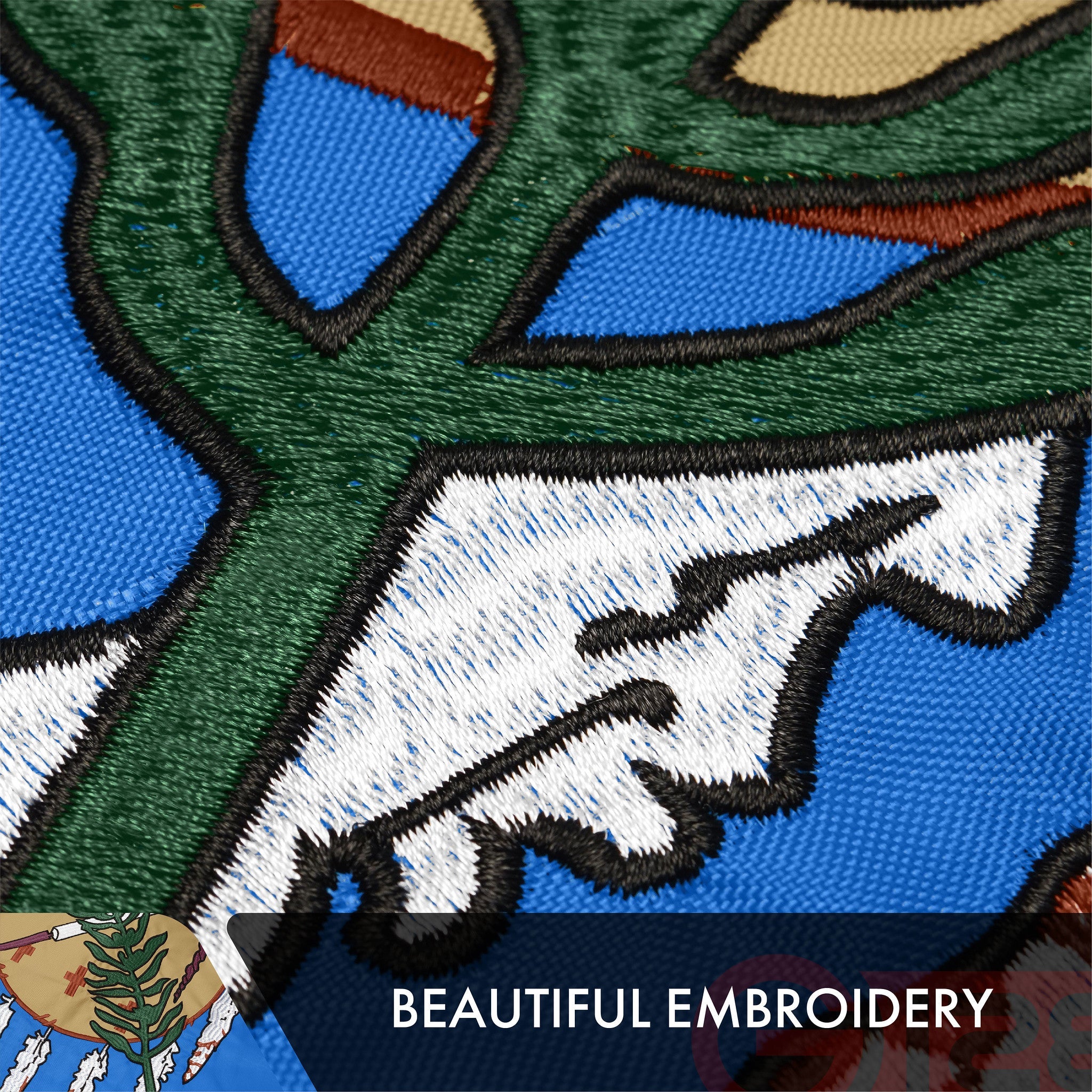 G128 Oklahoma State Flag | 3x5 Ft | Double ToughWeave Series Double Sided Embroidered 210D Polyester | Embroidered Design, Indoor/Outdoor, Brass Grommets, Heavy Duty, 2-ply