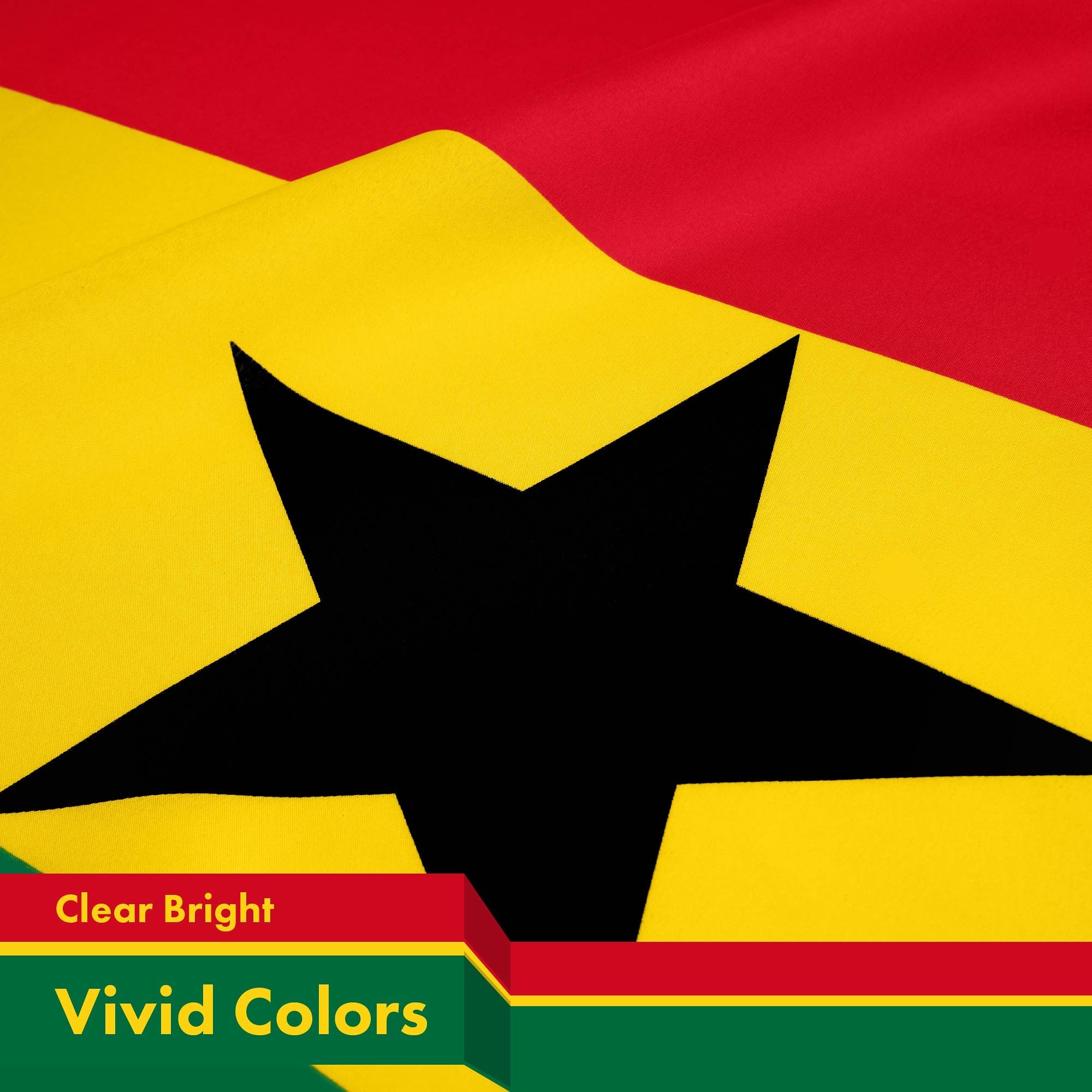 G128 Ghana Ghanaian Flag | 3x5 Ft | LiteWeave Pro Series Printed 150D Polyester | Country Flag, Indoor/Outdoor, Vibrant Colors, Brass Grommets, Thicker and More Durable Than 100D 75D Polyester