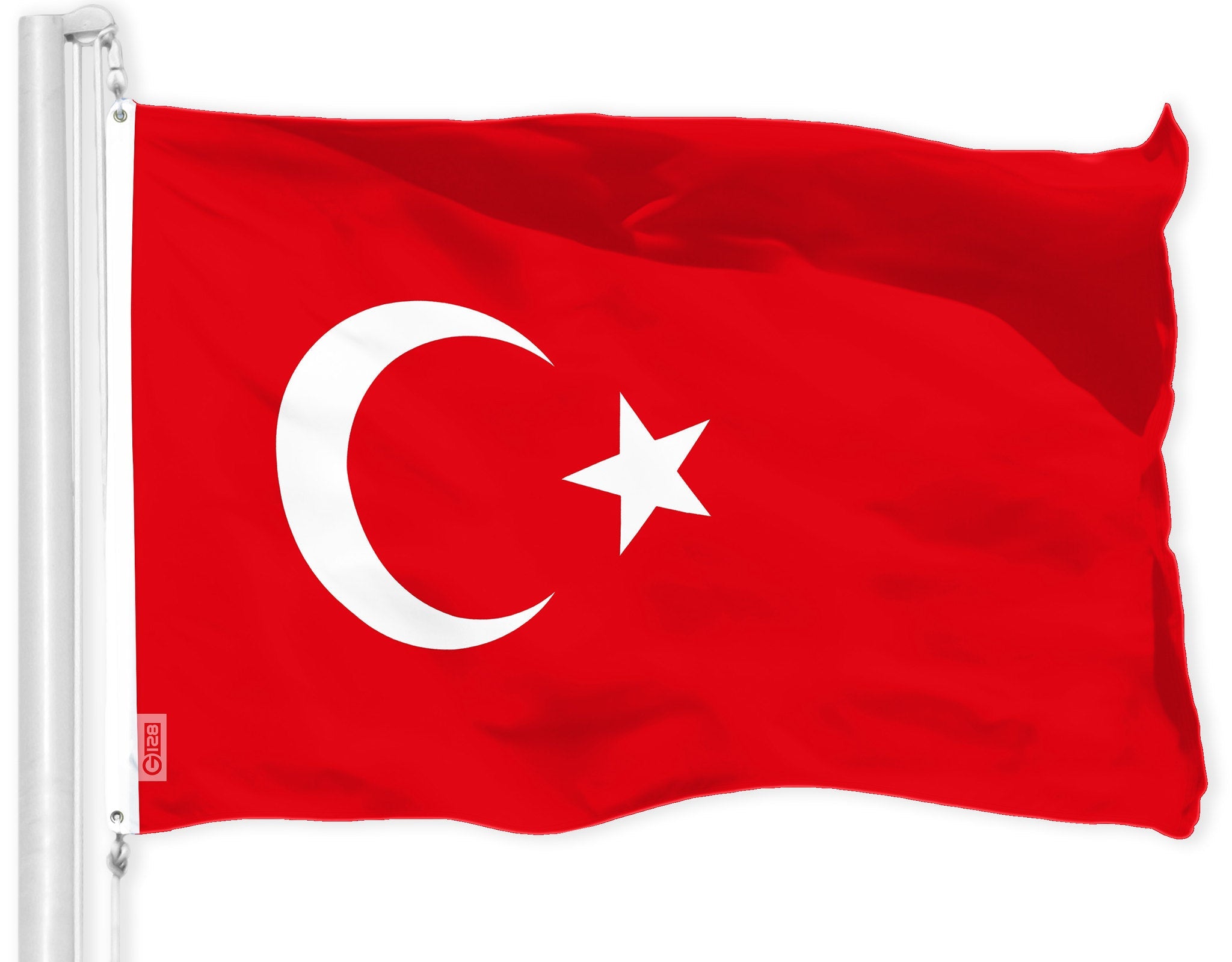 G128 Turkey Turkish Flag | 3x5 Ft | LiteWeave Pro Series Printed 150D Polyester | Country Flag, Indoor/Outdoor, Vibrant Colors, Brass Grommets, Thicker and More Durable Than 100D 75D Polyester