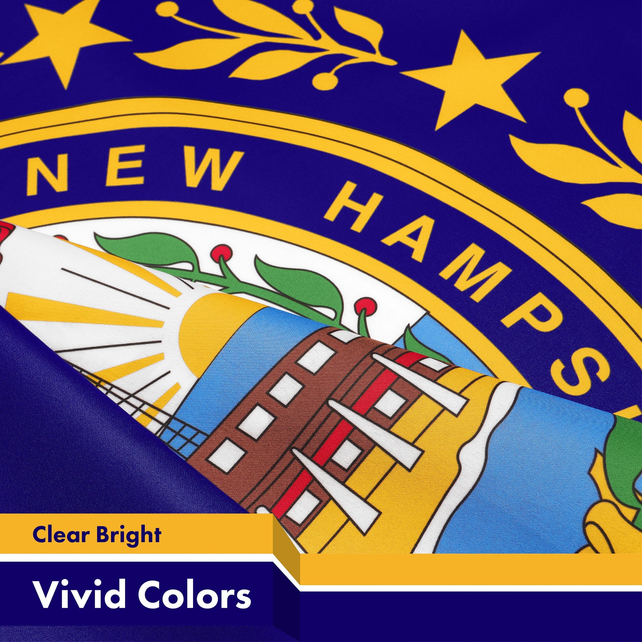 G128 New Hampshire NH State Flag | 3x5 Ft | LiteWeave Pro Series Printed 150D Polyester | Indoor/Outdoor, Vibrant Colors, Brass Grommets, Thicker and More Durable Than 100D 75D Polyester
