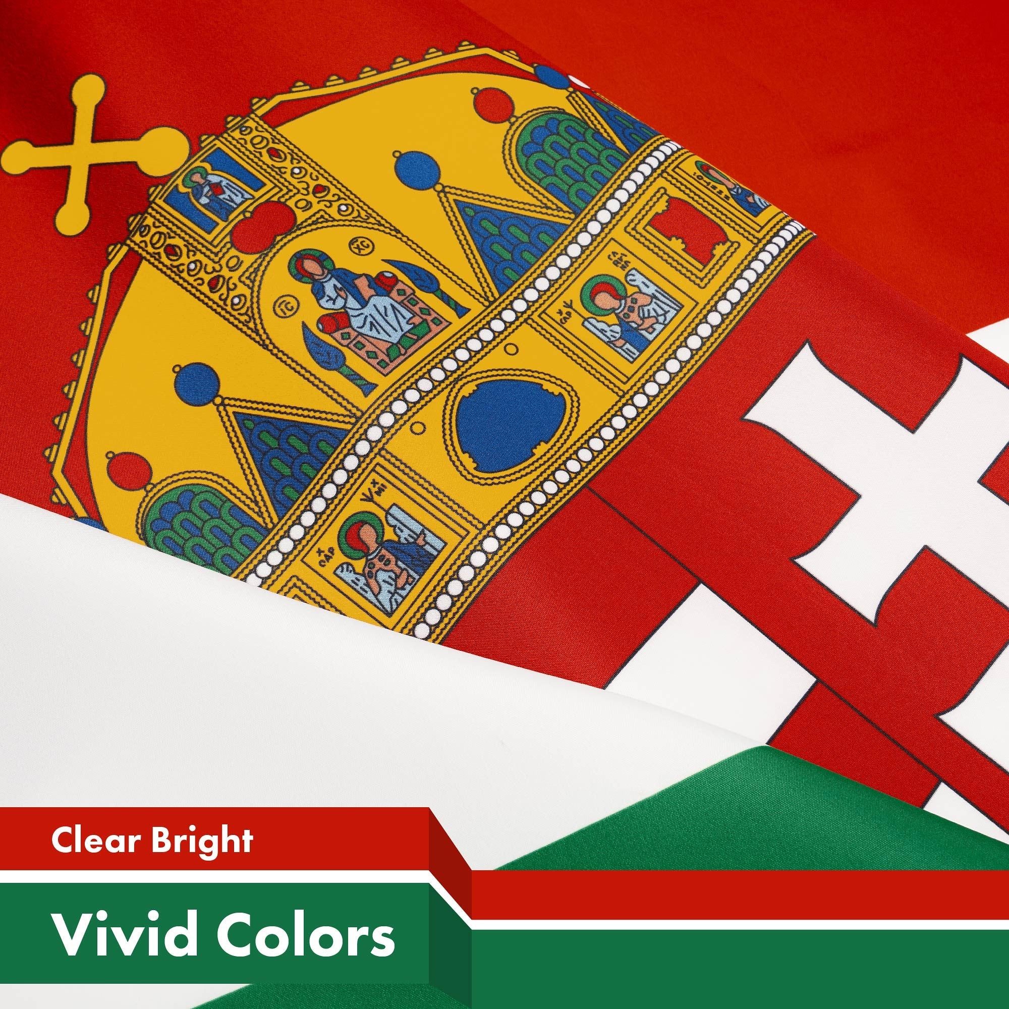 G128 Hungary Coat of Arms Flag | 3x5 Ft | LiteWeave Pro Series Printed 300D Polyester | Country Flag, Indoor/Outdoor, Vibrant Colors, Brass Grommets