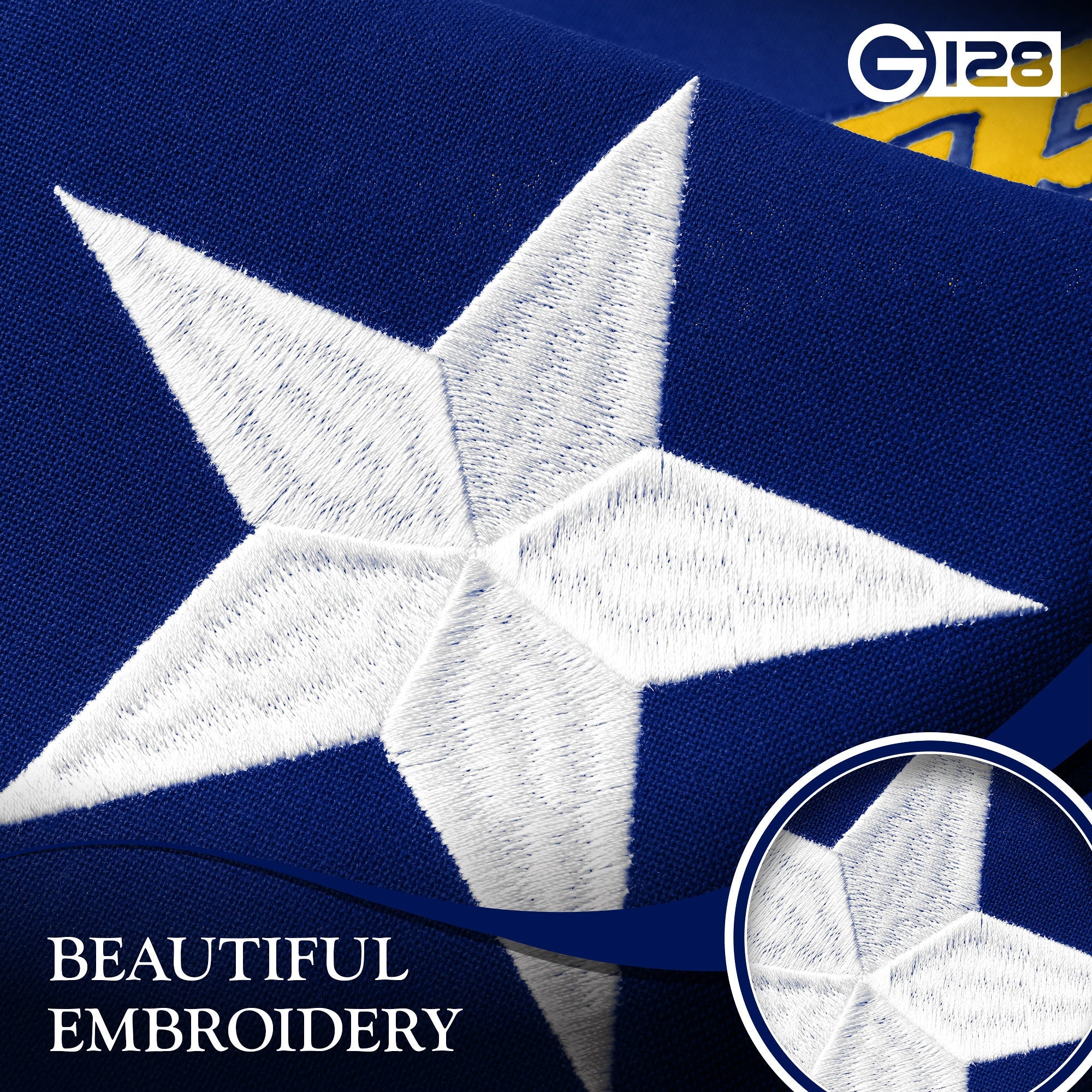 G128 North Carolina State Flag | 1x1.5 Ft | StormFlyer Series Embroidered 220GSM Spun Polyester | Embroidered Design, Indoor/Outdoor, Brass Grommets, Heavy Duty, All Weather