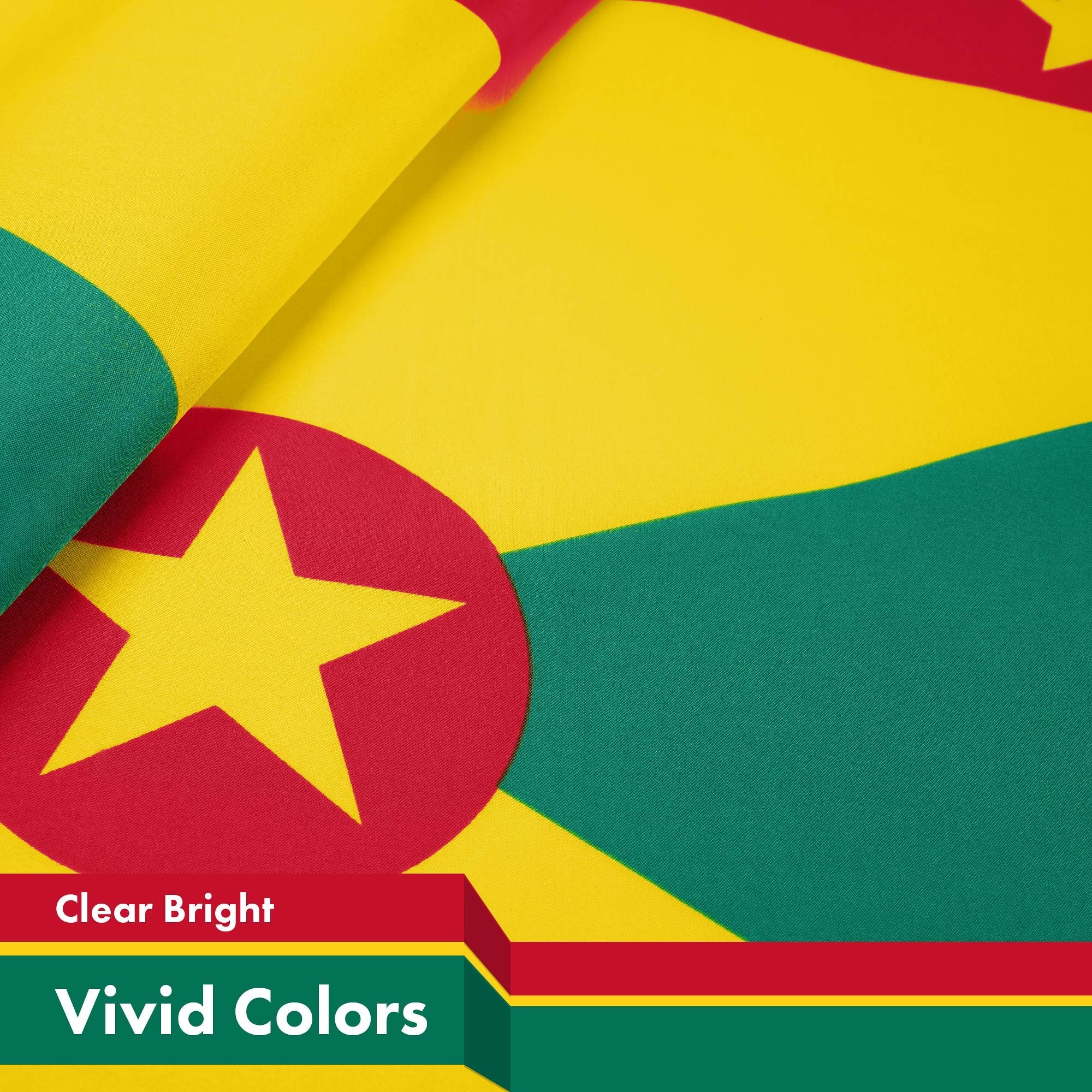 G128 Grenada Grenadian Flag | 3x5 Ft | LiteWeave Pro Series Printed 150D Polyester | Country Flag, Indoor/Outdoor, Vibrant Colors, Brass Grommets, Thicker and More Durable Than 100D 75D Polyester