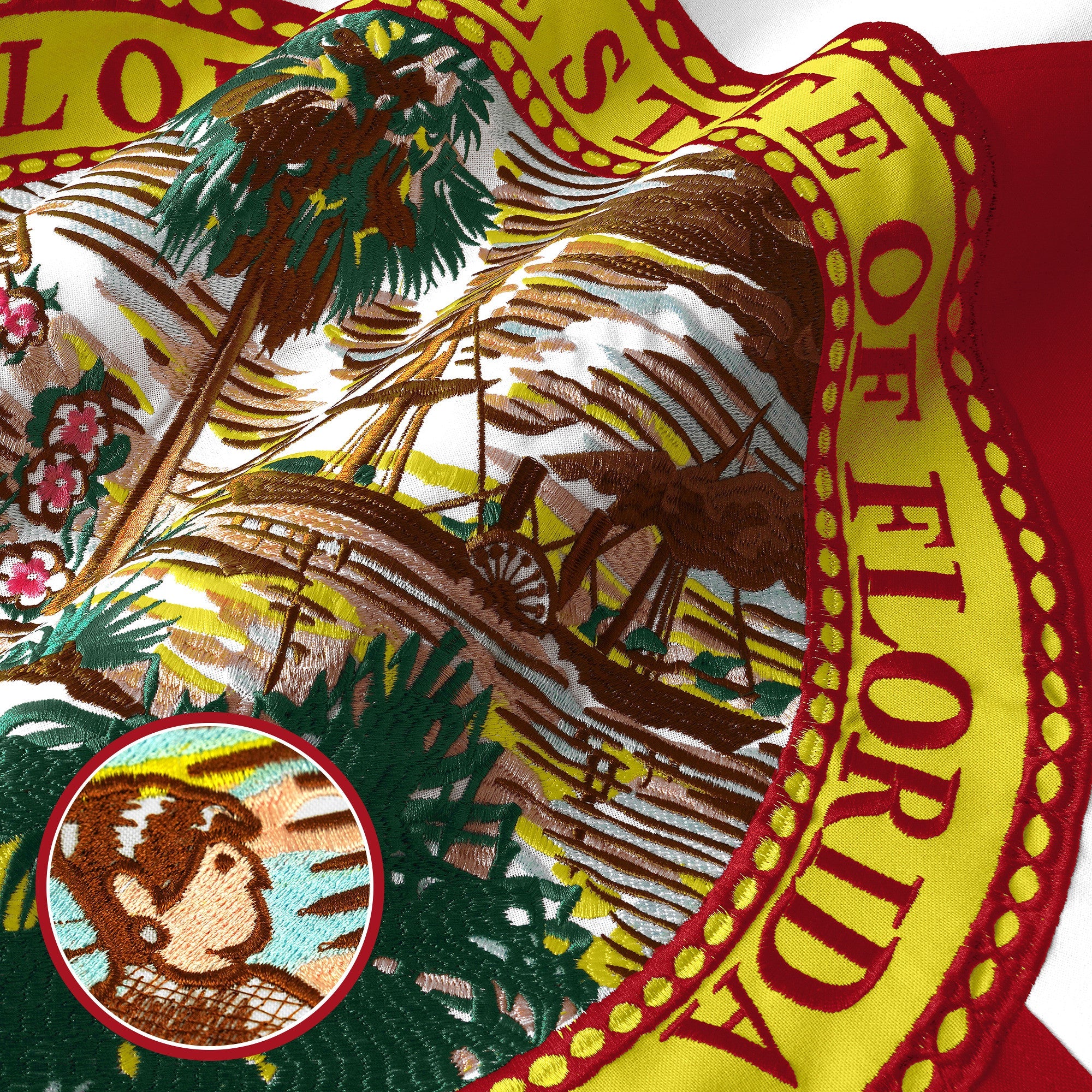 Florida FL State Flag | 2.5x4 Ft | StormFlyer Series Embroidered 220GSM Spun Polyester | Embroidered Design, Indoor/Outdoor, Brass Grommets, Heavy Duty, All Weather