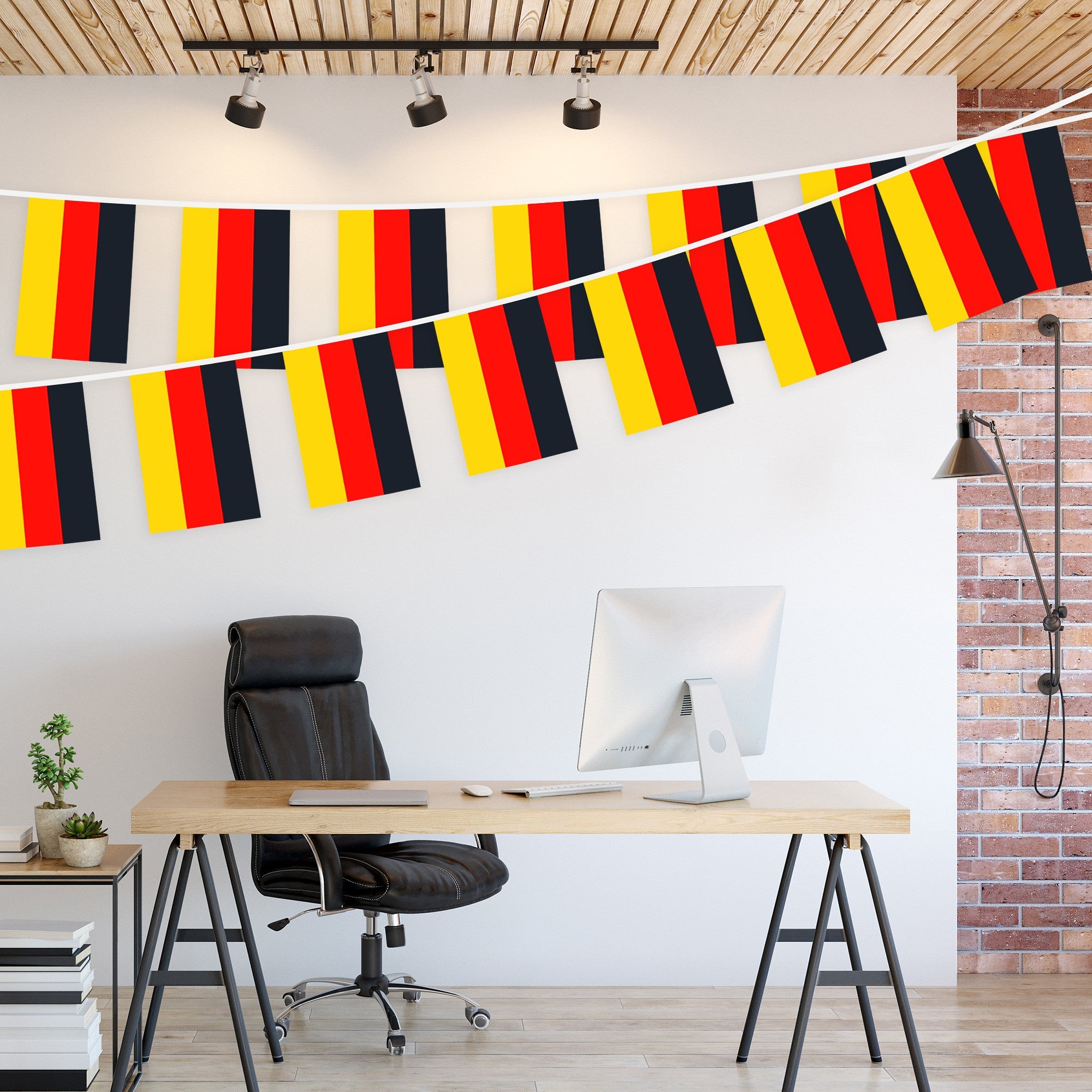 G128 Germany German Bunting Banner | Flag 8.2 x 5.5 Inch, Full String 33 Feet | Printed 150D Polyester, Decorations For Bar, School, Festival Events Celebration