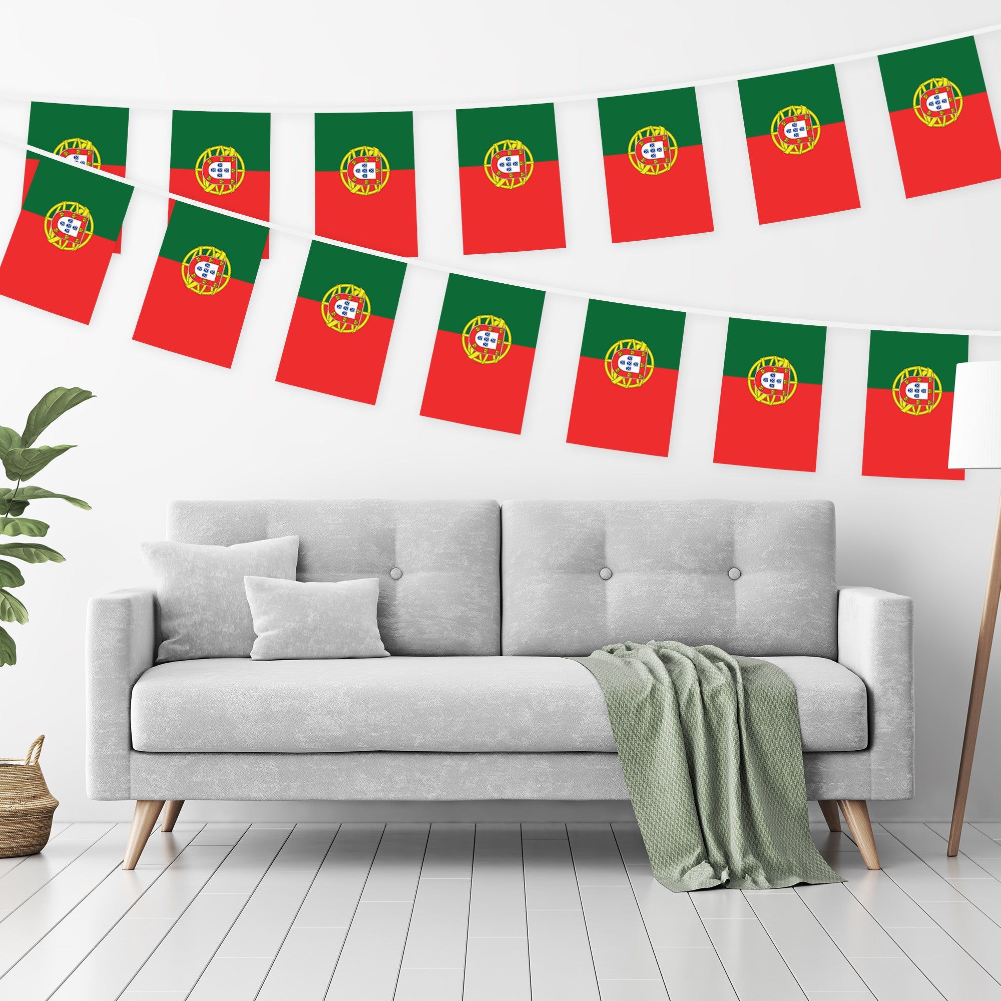 G128 Portugal Portuguese Bunting Banner | Flag 8.2 x 5.5 Inch, Full String 33 Feet | Printed 150D Polyester, Decorations For Bar, School, Festival Events Celebration