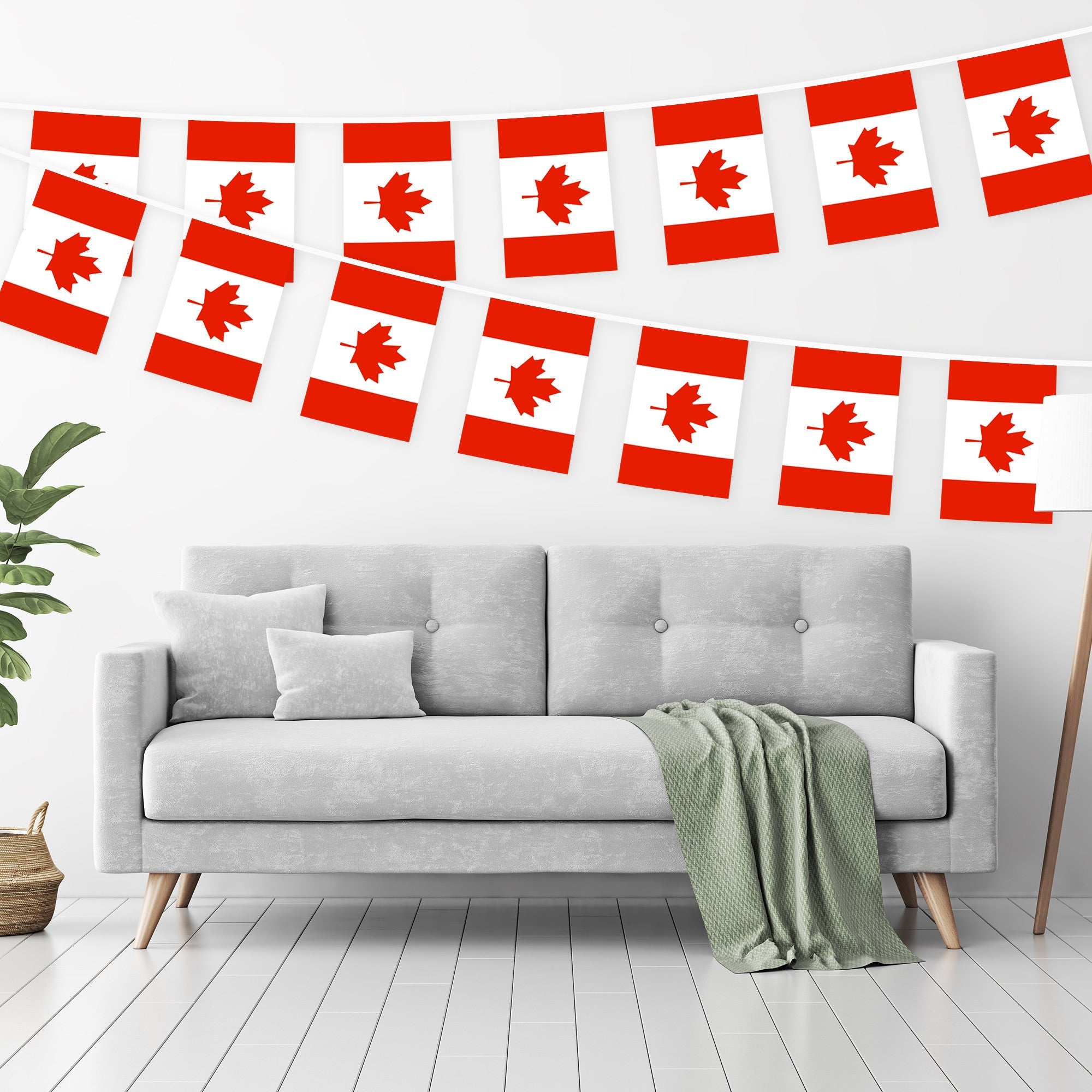 G128 Canada Canadian Bunting Banner | Flag 8.2 x 5.5 Inch, Full String 33 Feet | Printed 150D Polyester, Decorations For Bar, School, Festival Events Celebration