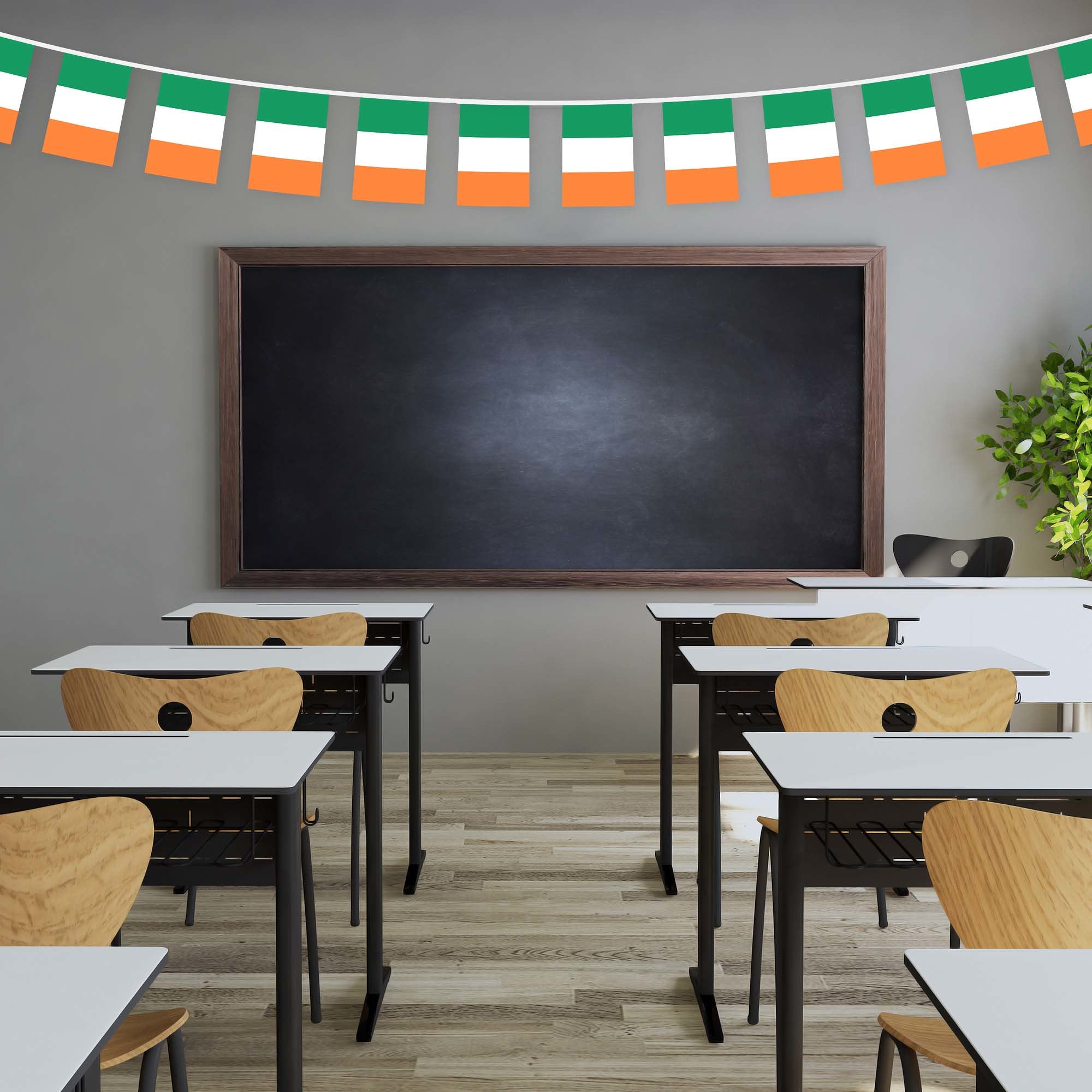 G128 Ireland Irish Bunting Banner | Flag 8.2 x 5.5 Inch, Full String 33 Feet | Printed 150D Polyester, Decorations For Bar, School, Festival Events Celebration