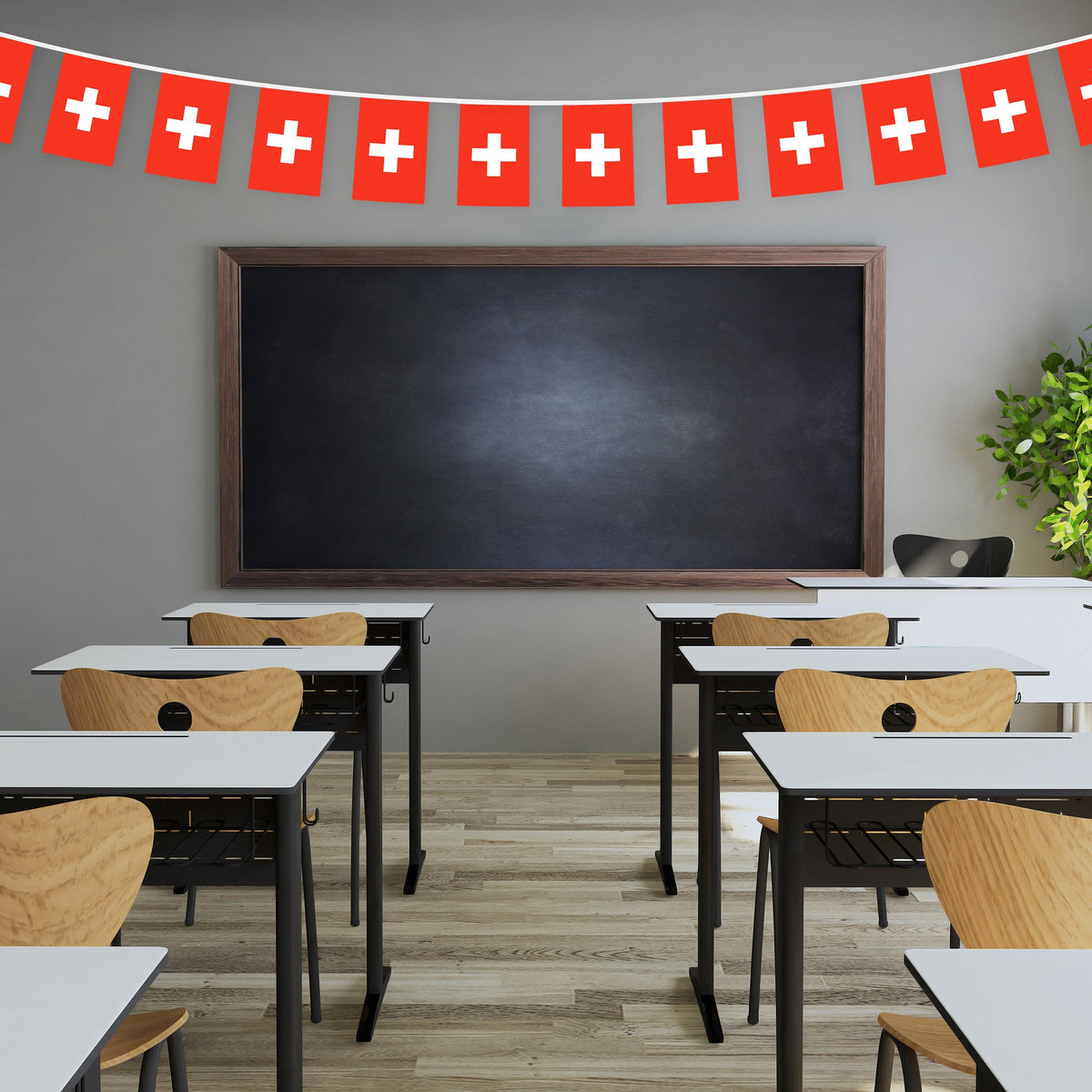 G128 Switzerland Swiss Bunting Banner | Flag 8.2 x 5.5 Inch, Full String 33 Feet | Printed 150D Polyester, Decorations For Bar, School, Festival Events Celebration