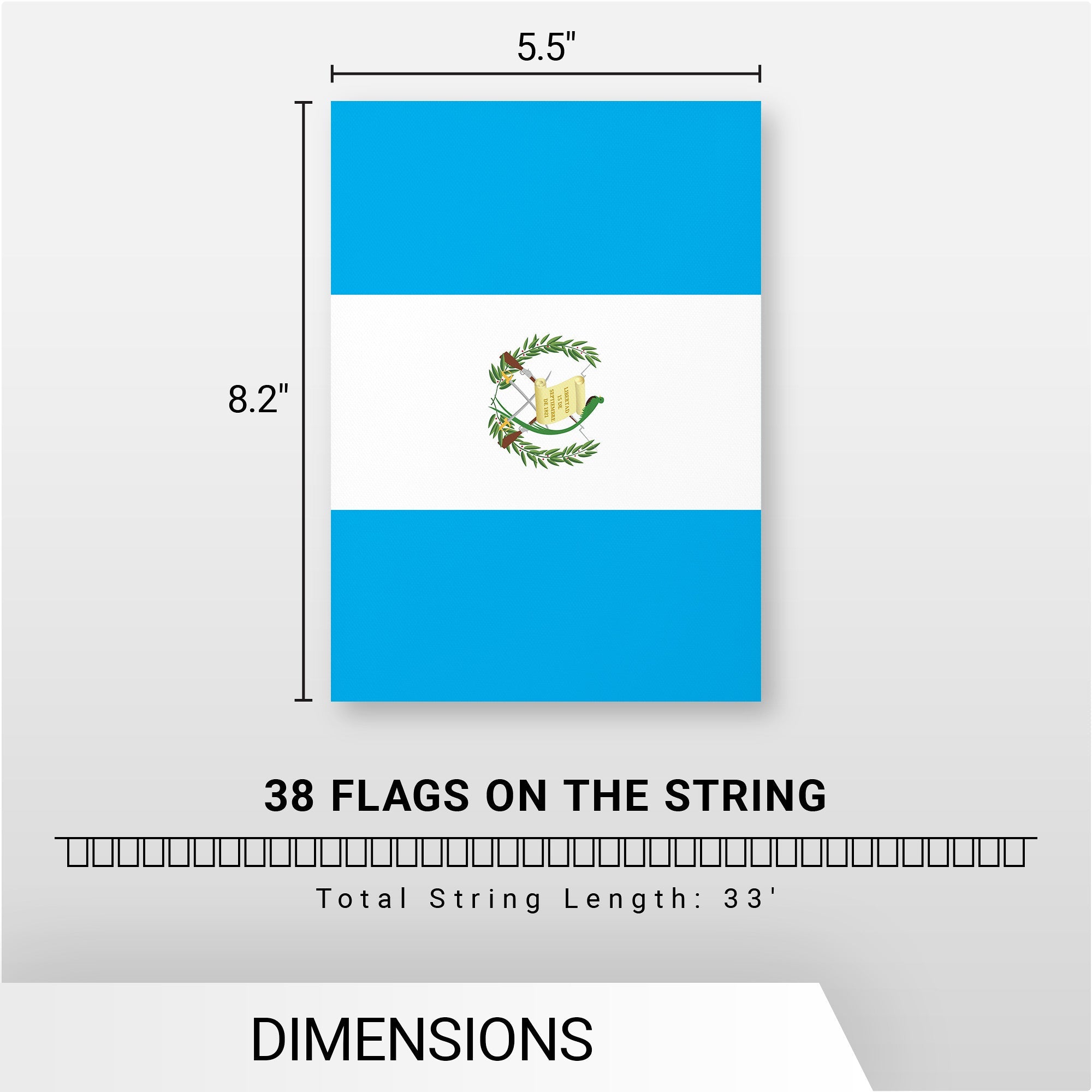 G128 Guatemala Guatemalan Bunting Banner | Flag 8.2 x 5.5 Inch, Full String 33 Feet | Printed 150D Polyester, Decorations For Bar, School, Festival Events Celebration