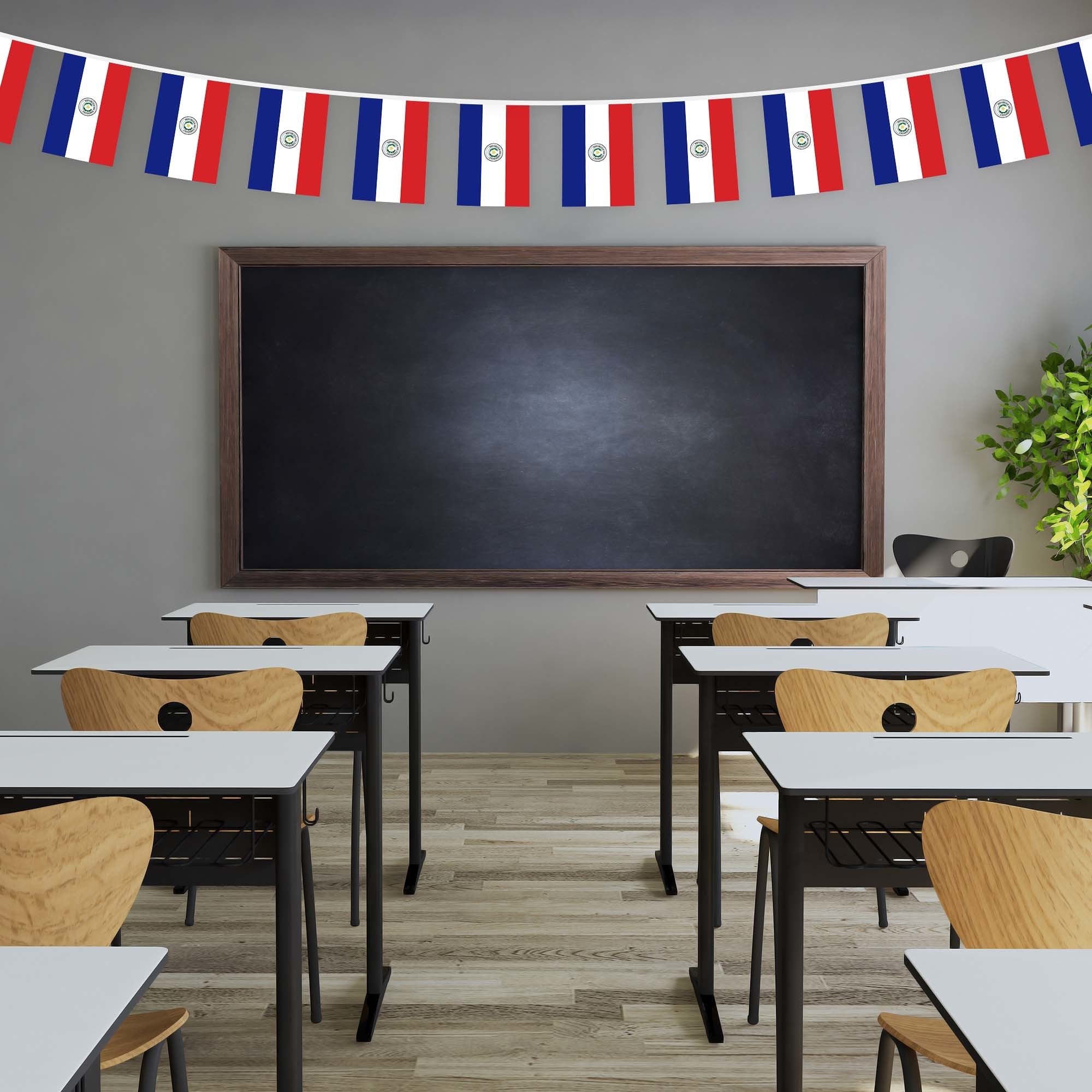 G128 Paraguay Paraguayan Bunting Banner | Flag 8.2 x 5.5 Inch, Full String 33 Feet | Printed 150D Polyester, Decorations For Bar, School, Festival Events Celebration