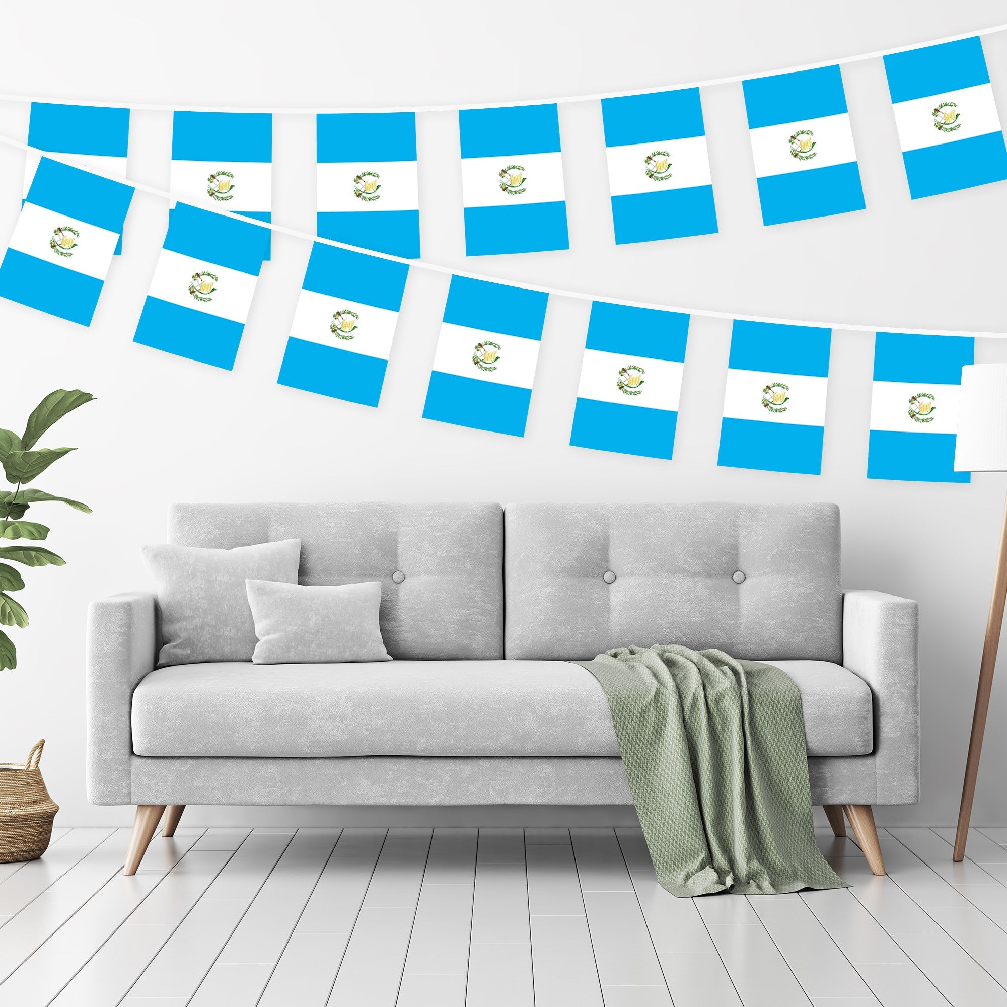 G128 Guatemala Guatemalan Bunting Banner | Flag 8.2 x 5.5 Inch, Full String 33 Feet | Printed 150D Polyester, Decorations For Bar, School, Festival Events Celebration