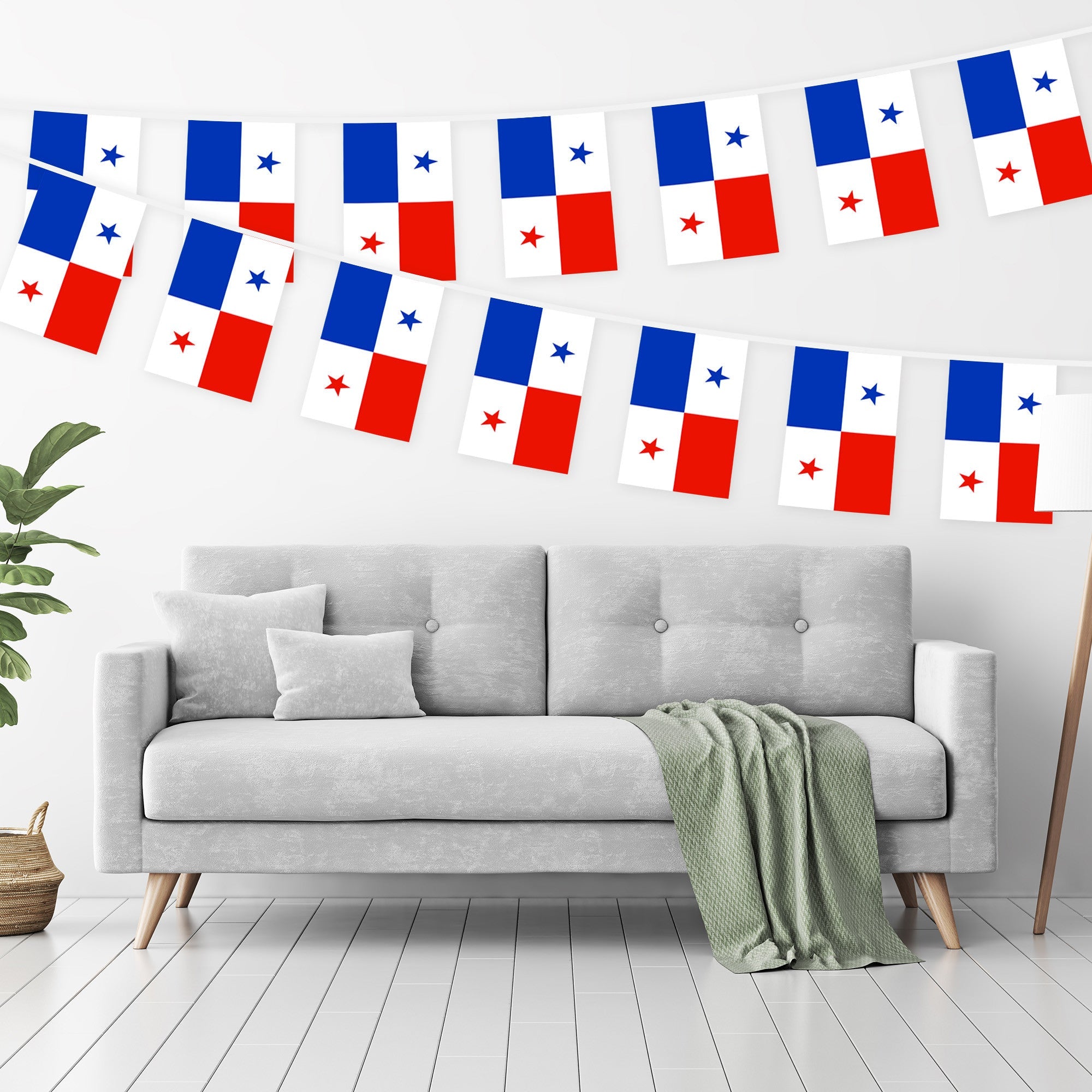 G128 Panama Panamanian Bunting Banner | Flag 8.2 x 5.5 Inch, Full String 33 Feet | Printed 150D Polyester, Decorations For Bar, School, Festival Events Celebration