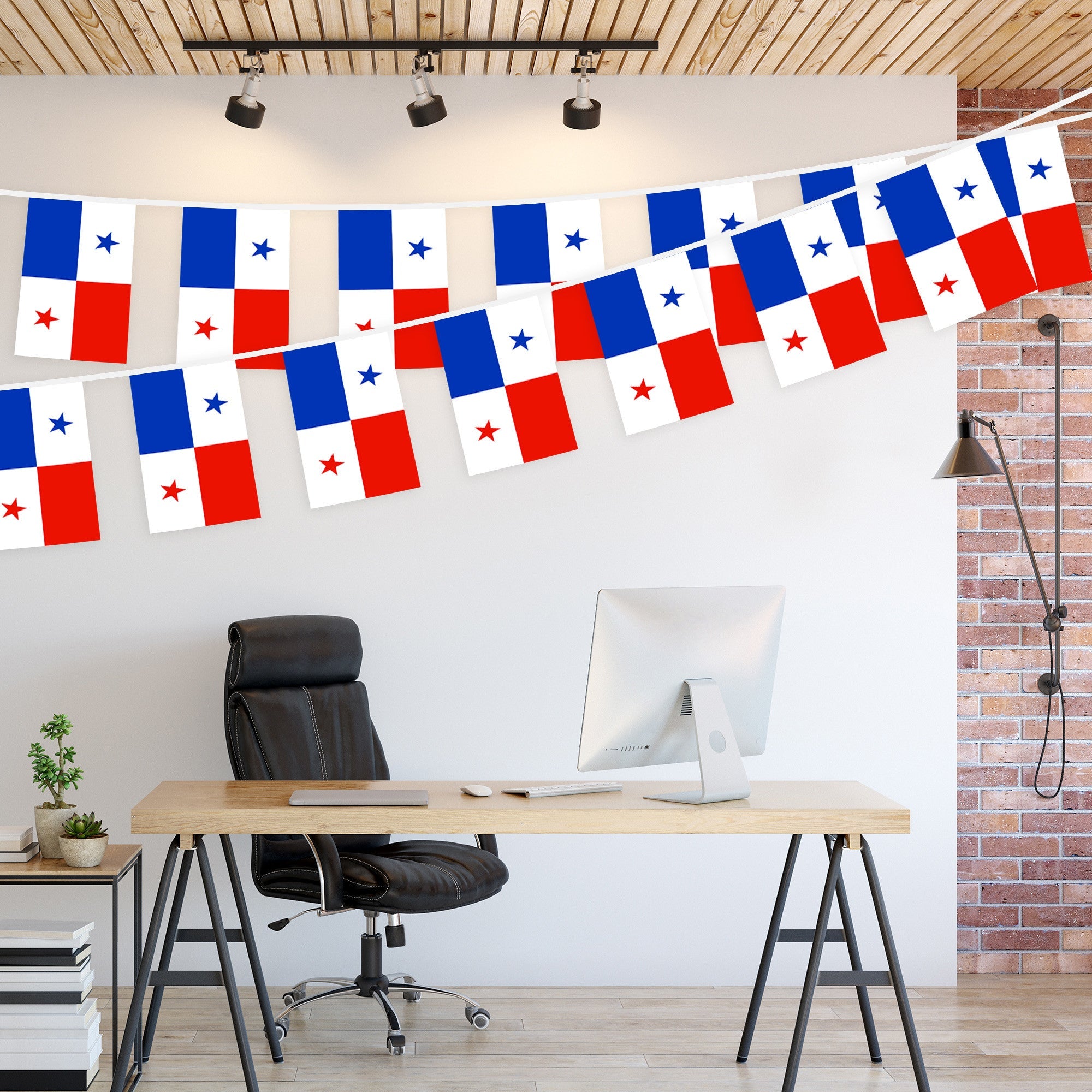 G128 Panama Panamanian Bunting Banner | Flag 8.2 x 5.5 Inch, Full String 33 Feet | Printed 150D Polyester, Decorations For Bar, School, Festival Events Celebration