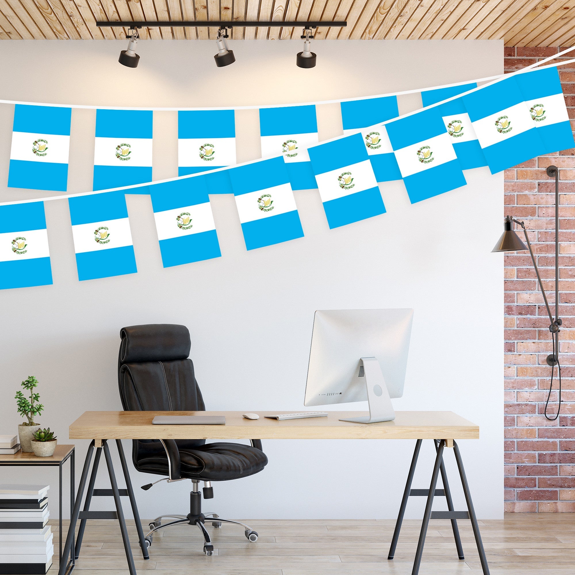 G128 Guatemala Guatemalan Bunting Banner | Flag 8.2 x 5.5 Inch, Full String 33 Feet | Printed 150D Polyester, Decorations For Bar, School, Festival Events Celebration