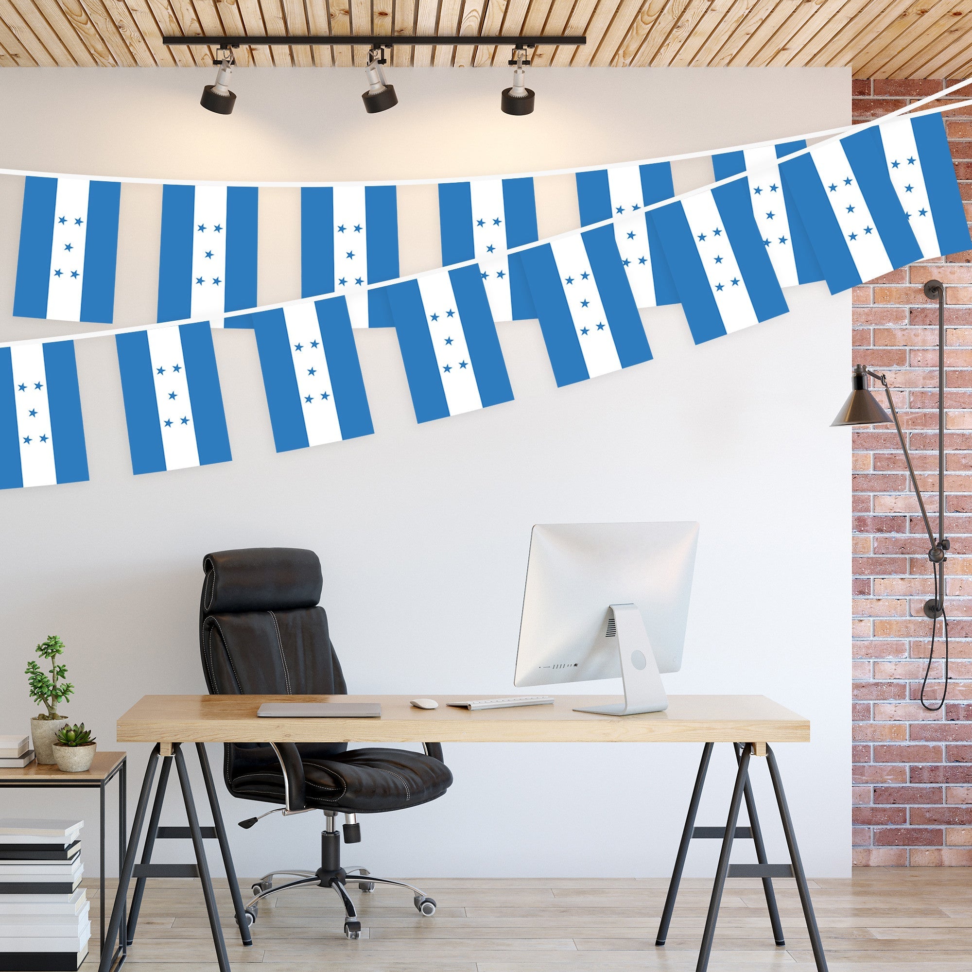 G128 Honduras Honduran Bunting Banner | Flag 8.2 x 5.5 Inch, Full String 33 Feet | Printed 150D Polyester, Decorations For Bar, School, Festival Events Celebration