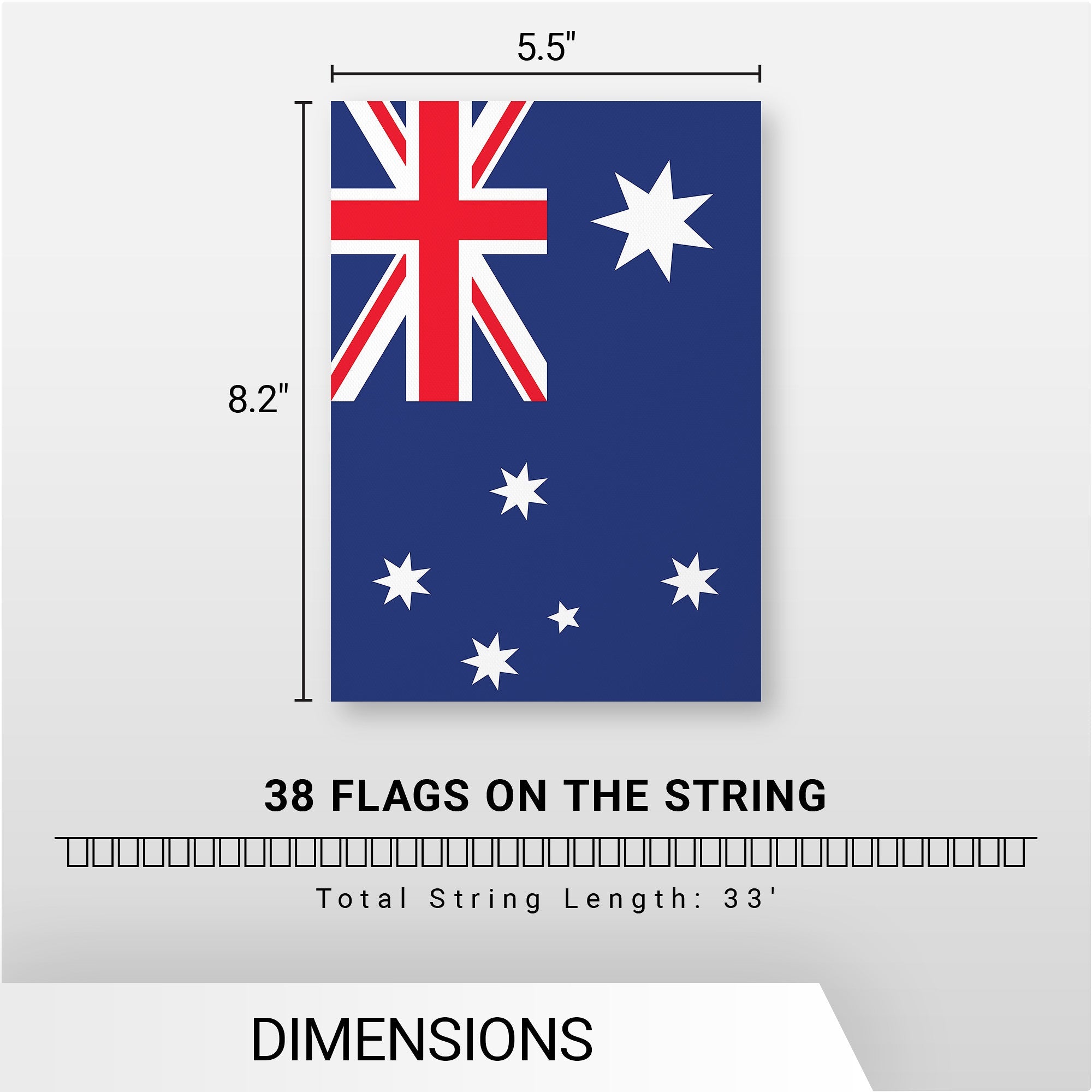 Australia Australian Bunting Banner | Flag 8.2 x 5.5 Inch, Full String 33 Feet | Printed 150D Polyester, Decorations For Bar, School, Festival Events Celebration